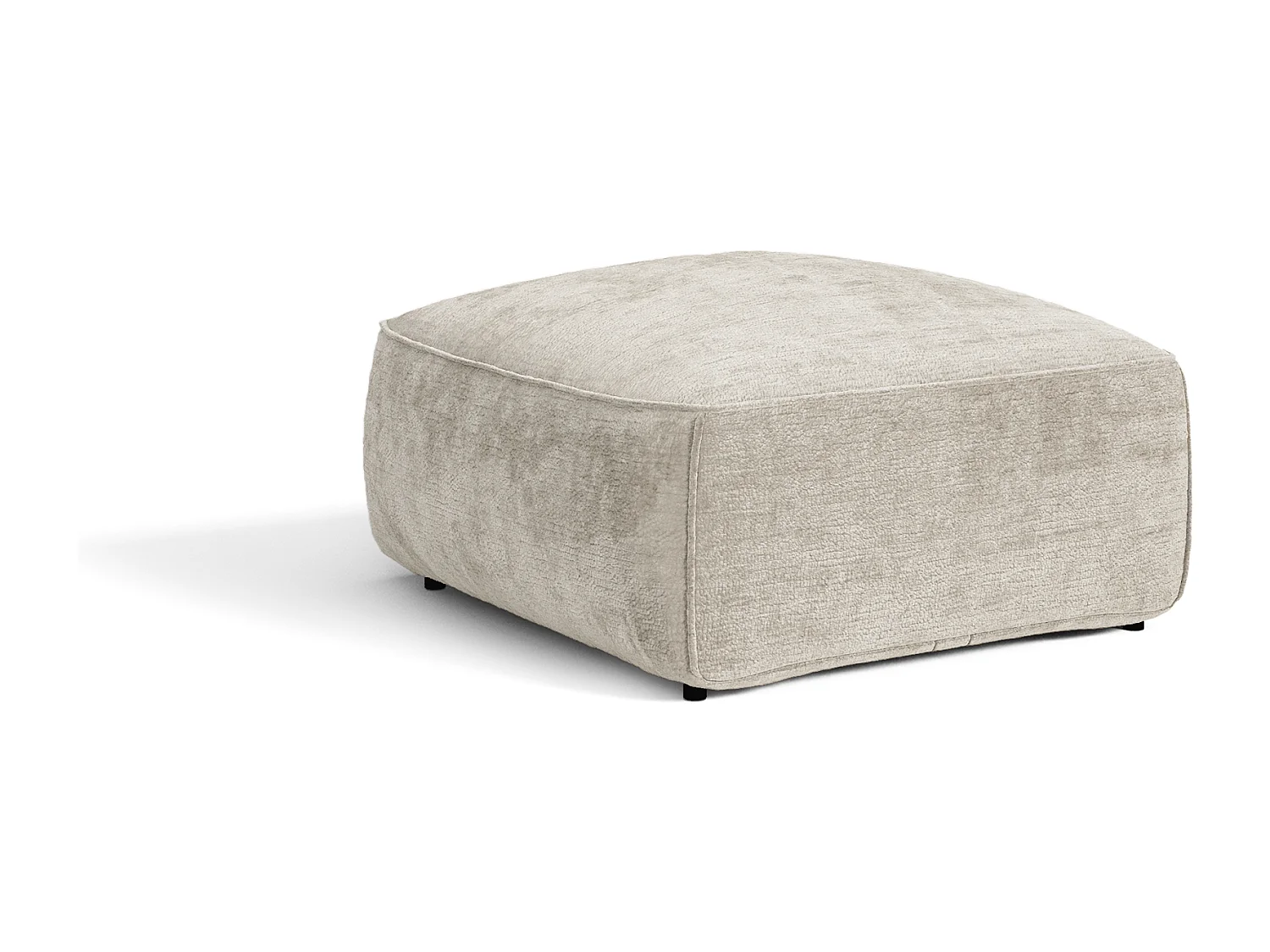 Pouf LOMI en velours gaufré taupe 75x75cm
