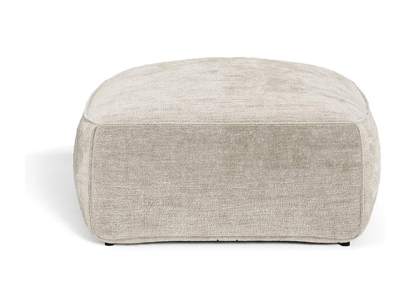 Pouf LOMI en velours gaufré taupe 75x75cm