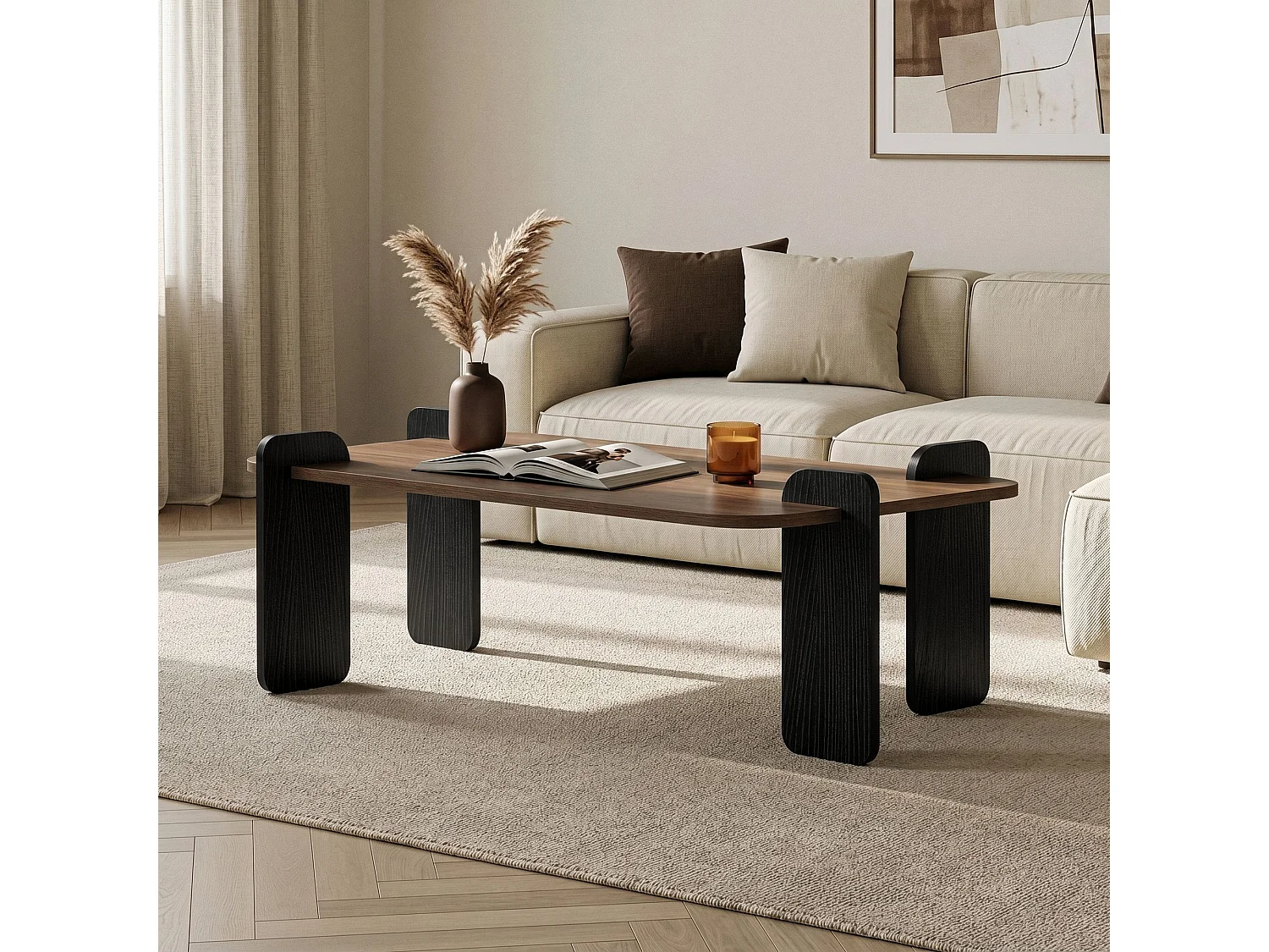 Couchtisch aus Holz "Fuchs" - 120 x 60 x 35 cm - Braun