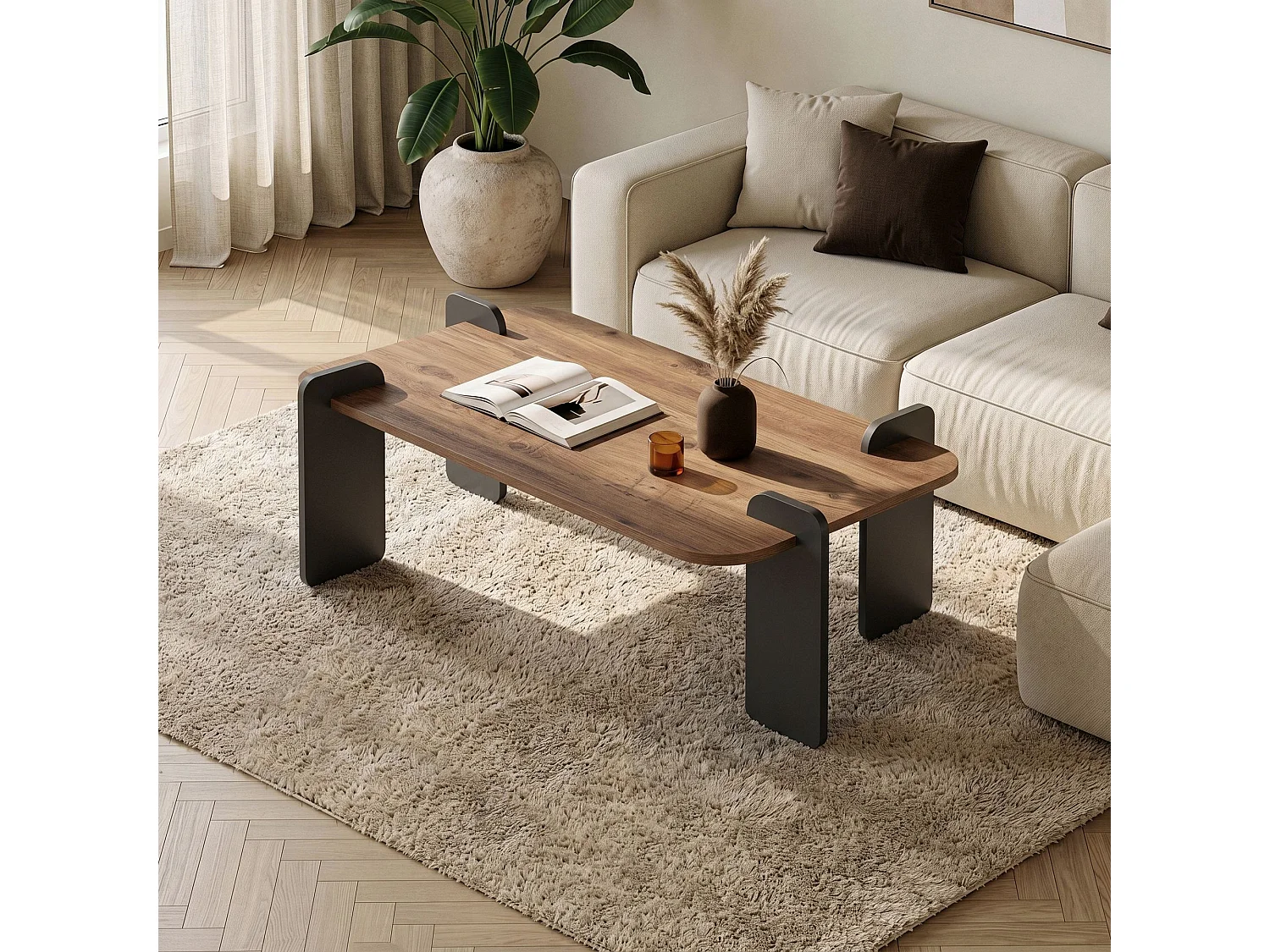 Couchtisch aus Holz "Fuchs" - 120 x 60 x 35 cm - Hellbraun