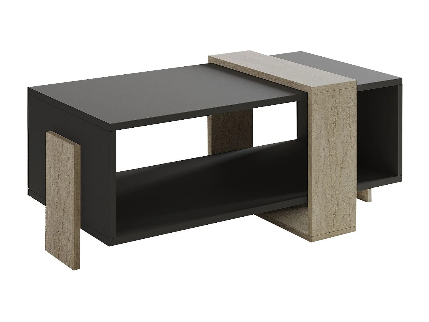 "Meleni" Holz Couchtisch - Elegantes Anthrazitgrau - 90 x 49 x 40 cm
