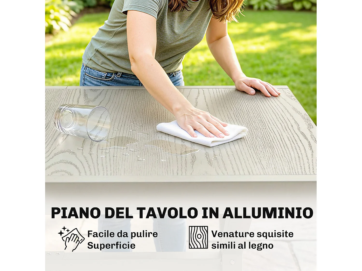 Tavolo da giardino allungabile per 8-10 persone grigio