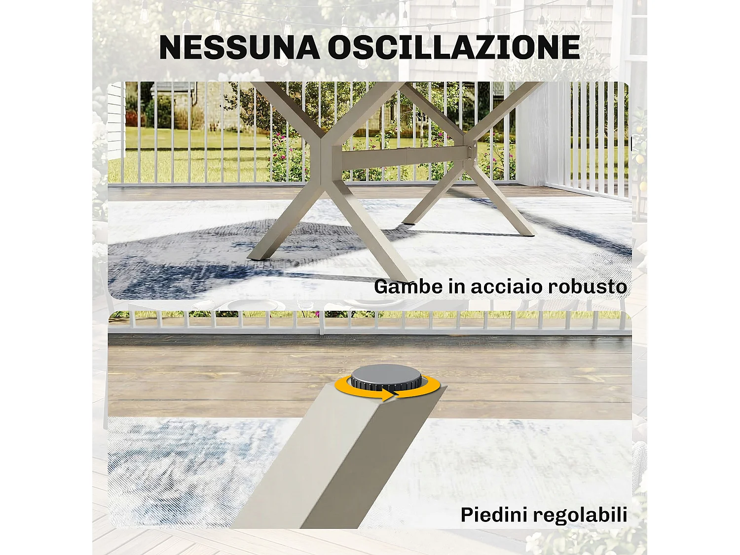 Tavolo da giardino allungabile per 8-10 persone grigio