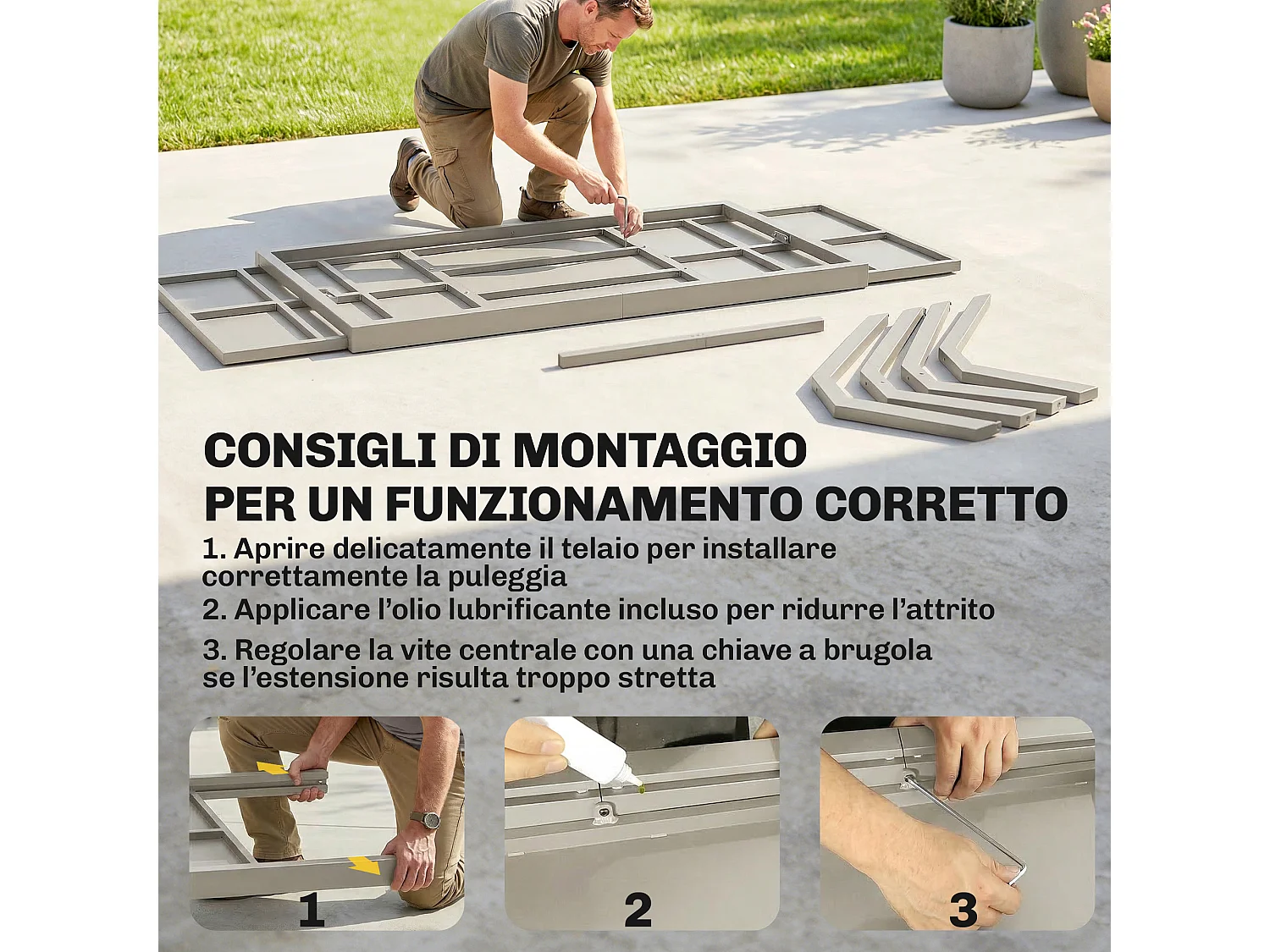 Tavolo da giardino allungabile per 8-10 persone grigio