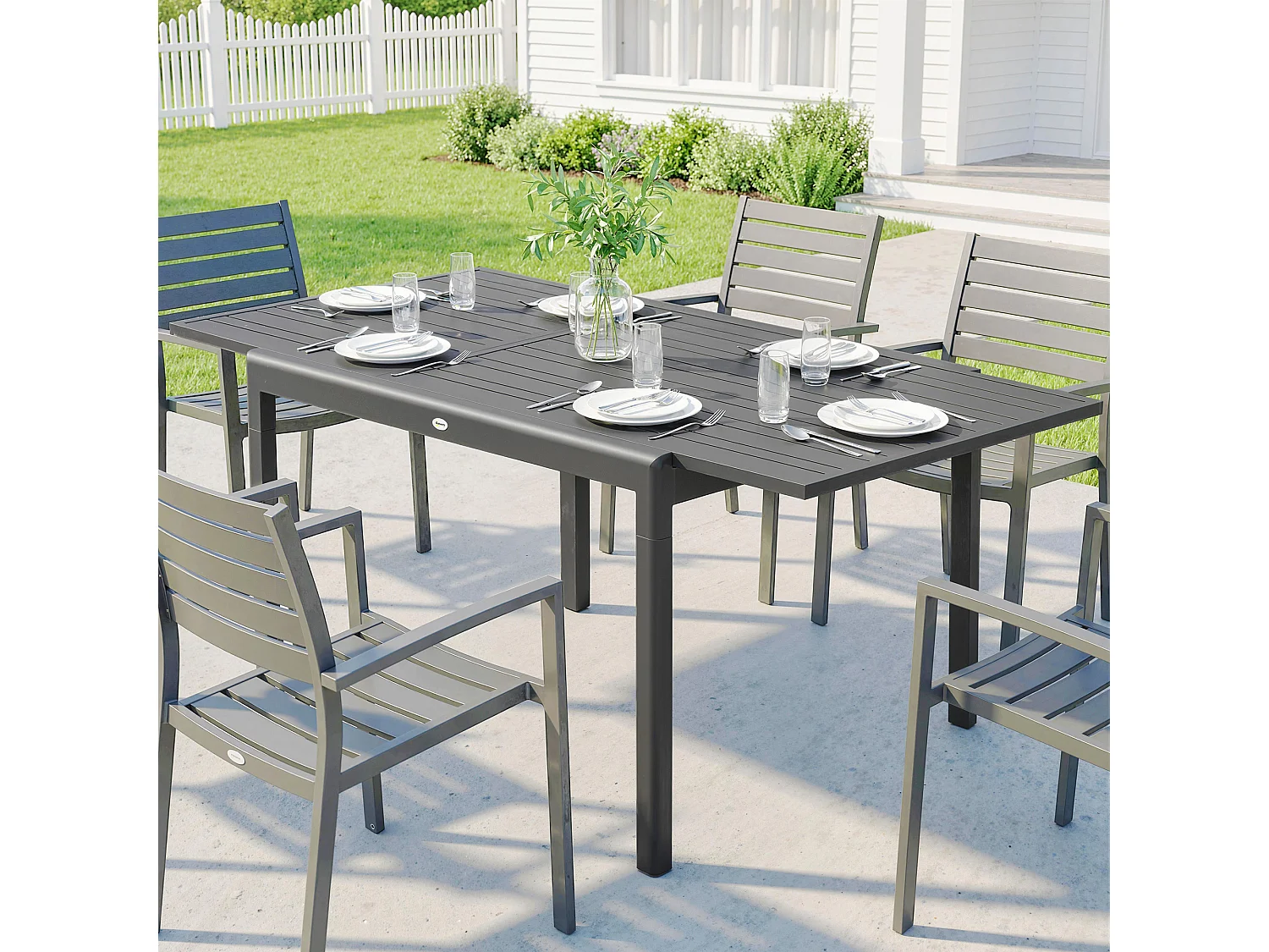 Tavolo da giardino allungabile 6-8 persone grigio scuro