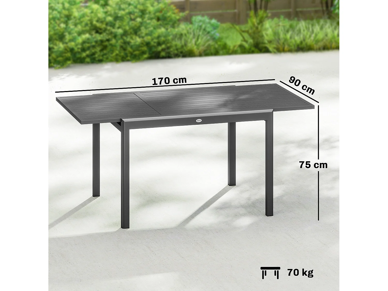 Tavolo da giardino allungabile 6-8 persone grigio scuro