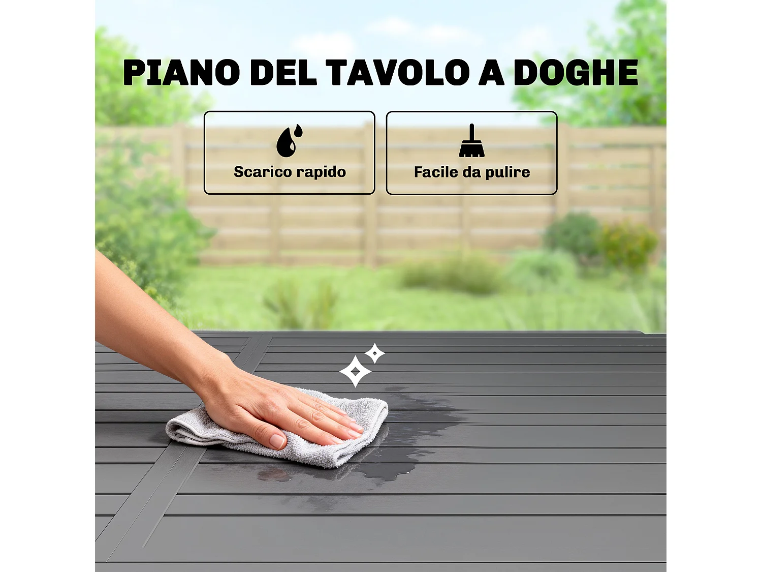 Tavolo da giardino allungabile 6-8 persone grigio scuro