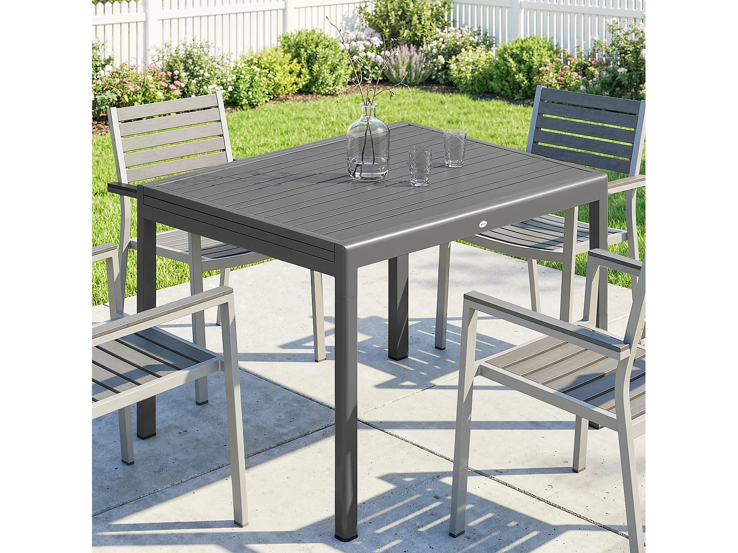 Tavolo da giardino allungabile 6-8 persone grigio scuro