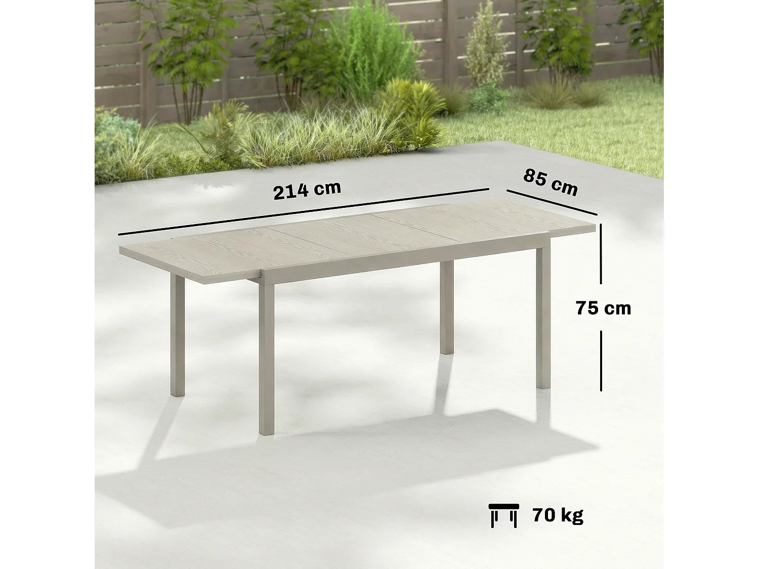 Tavolo giardino allungabile 8-10 persone grigio chiaro