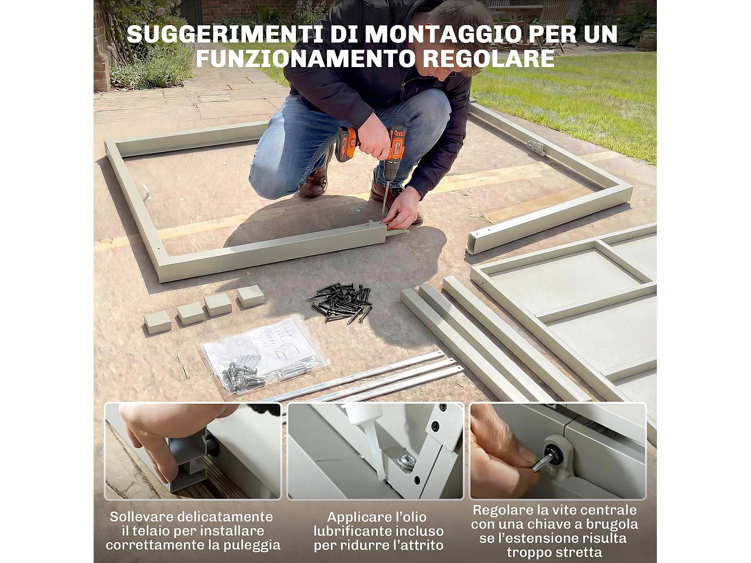 Tavolo giardino allungabile 8-10 persone grigio chiaro