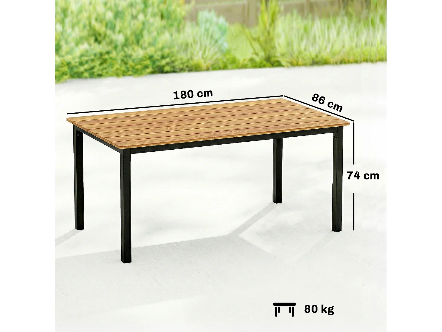 Tavolo da pranzo per 6-8 persone acciaio teak