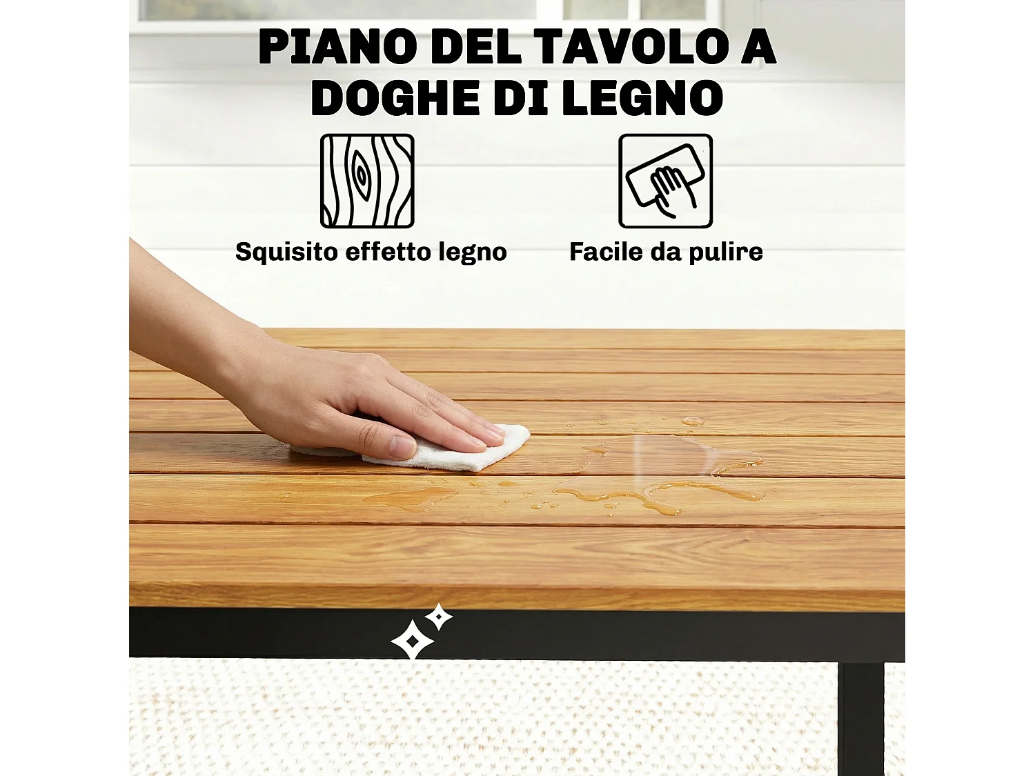 Tavolo da pranzo per 6-8 persone acciaio teak