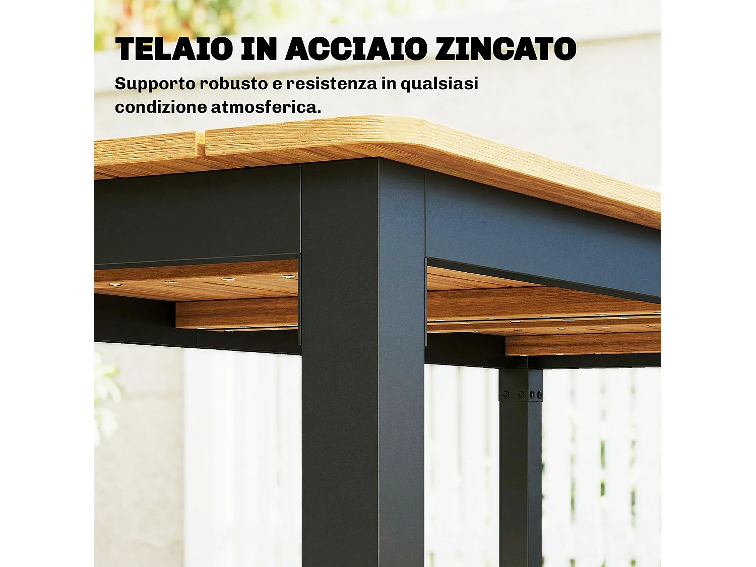 Tavolo da pranzo per 6-8 persone acciaio teak