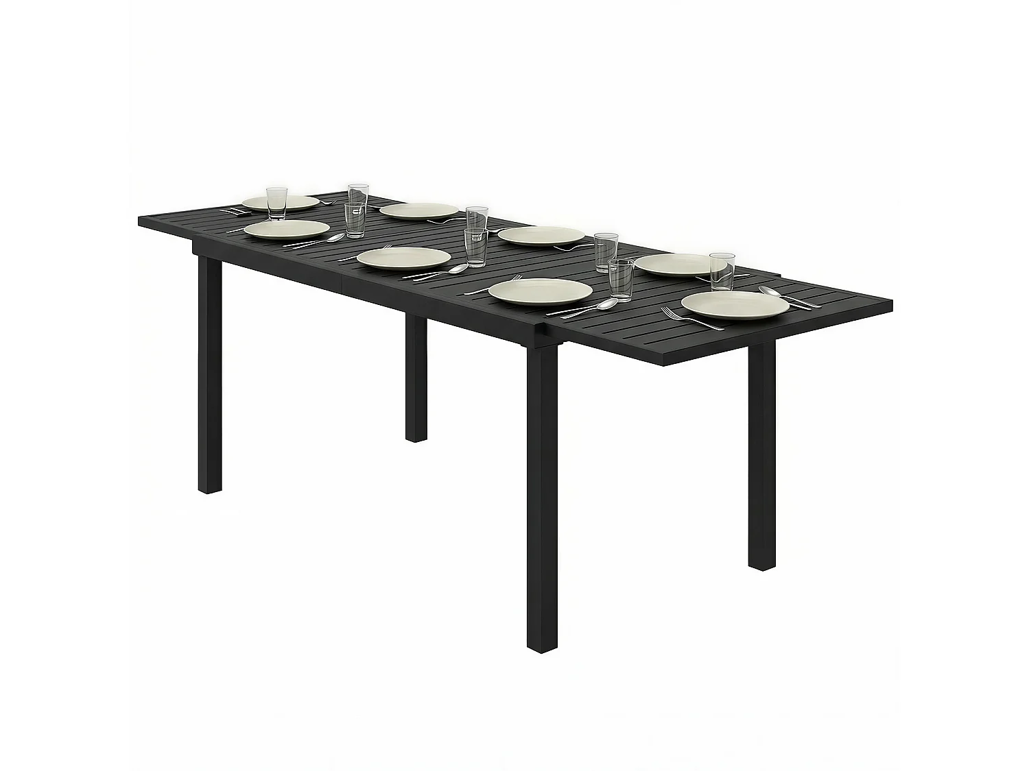 Tavolo da giardino allungabile per 6-8 persone alluminio nero