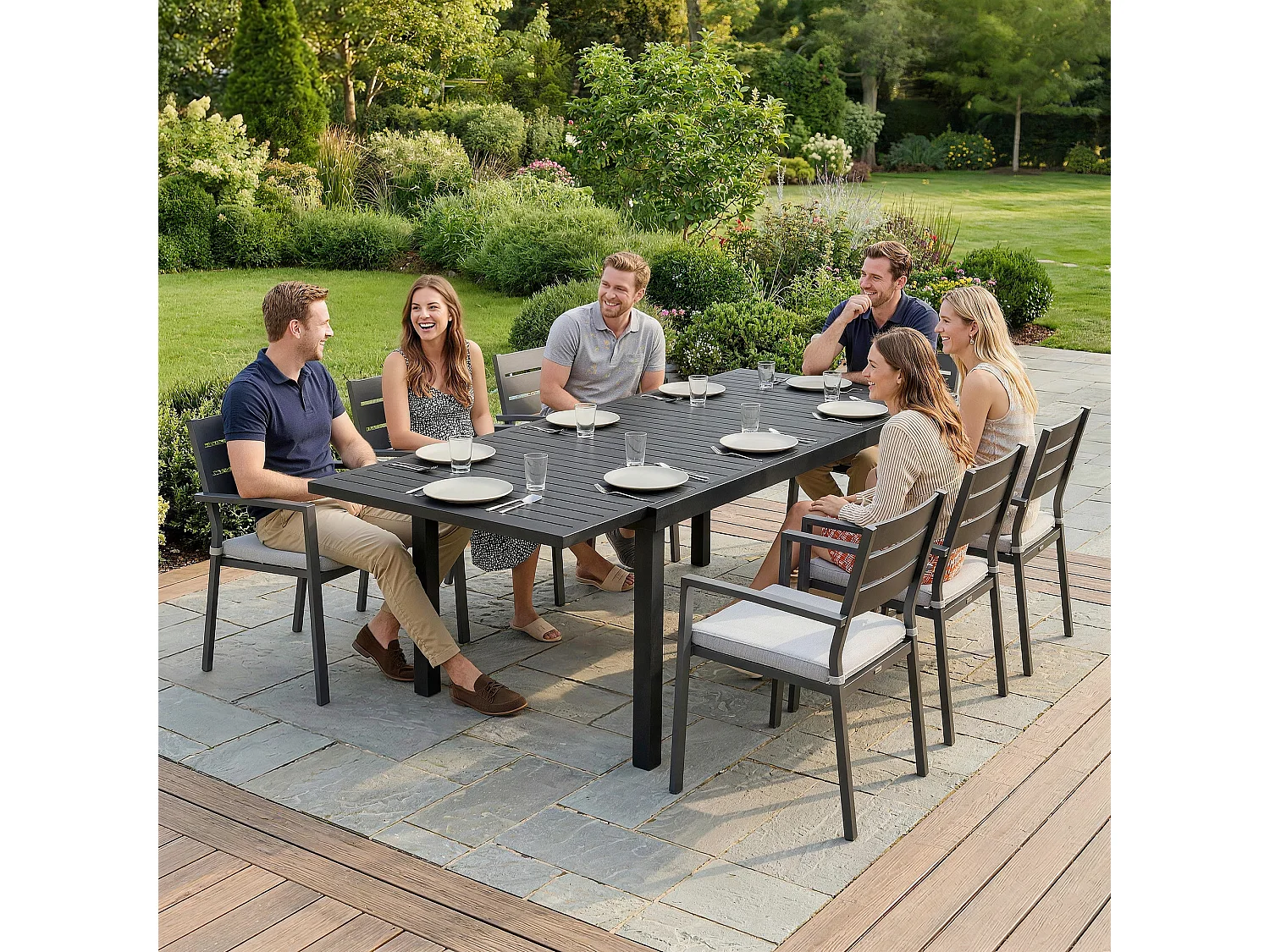 Tavolo da giardino allungabile per 6-8 persone alluminio nero