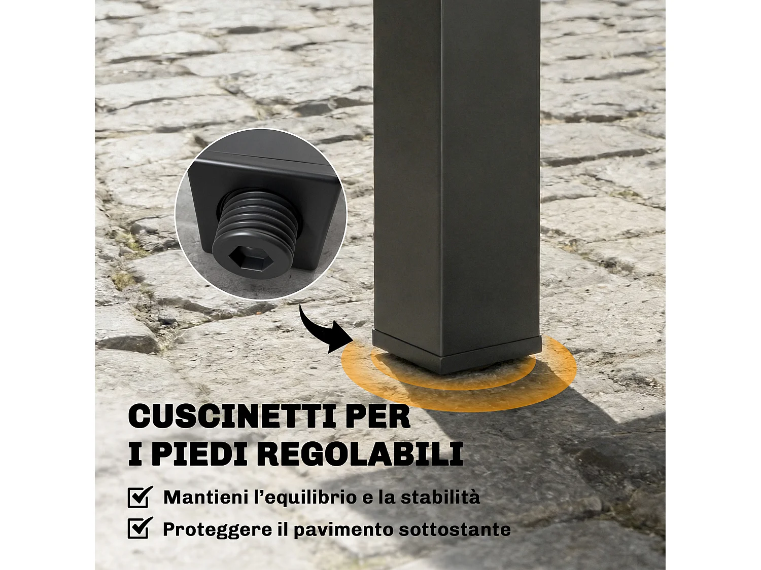 Tavolo da giardino allungabile per 4-6 persone nero