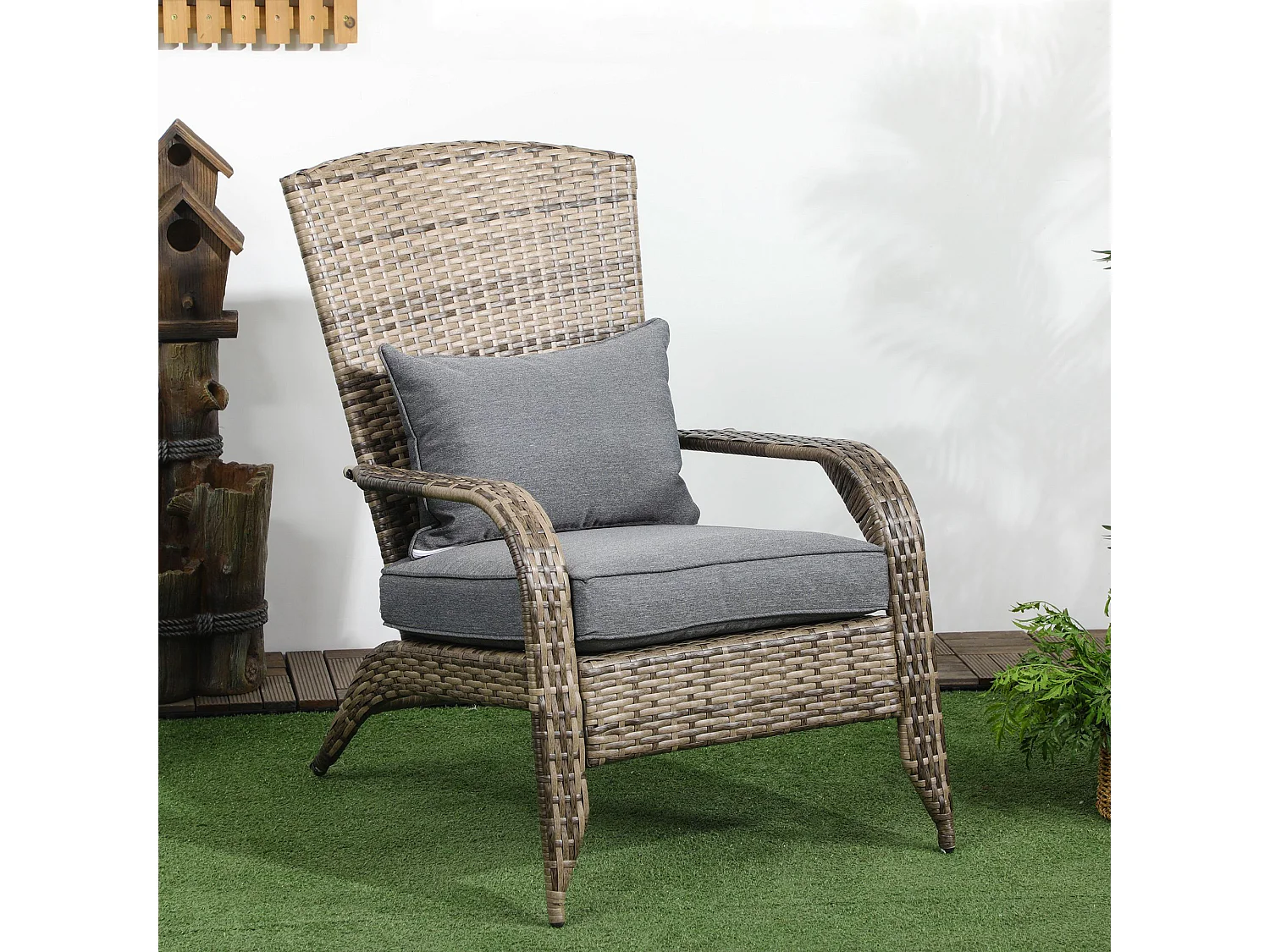 Sedia da giardino adironrack con braccioli cuscini in rattan