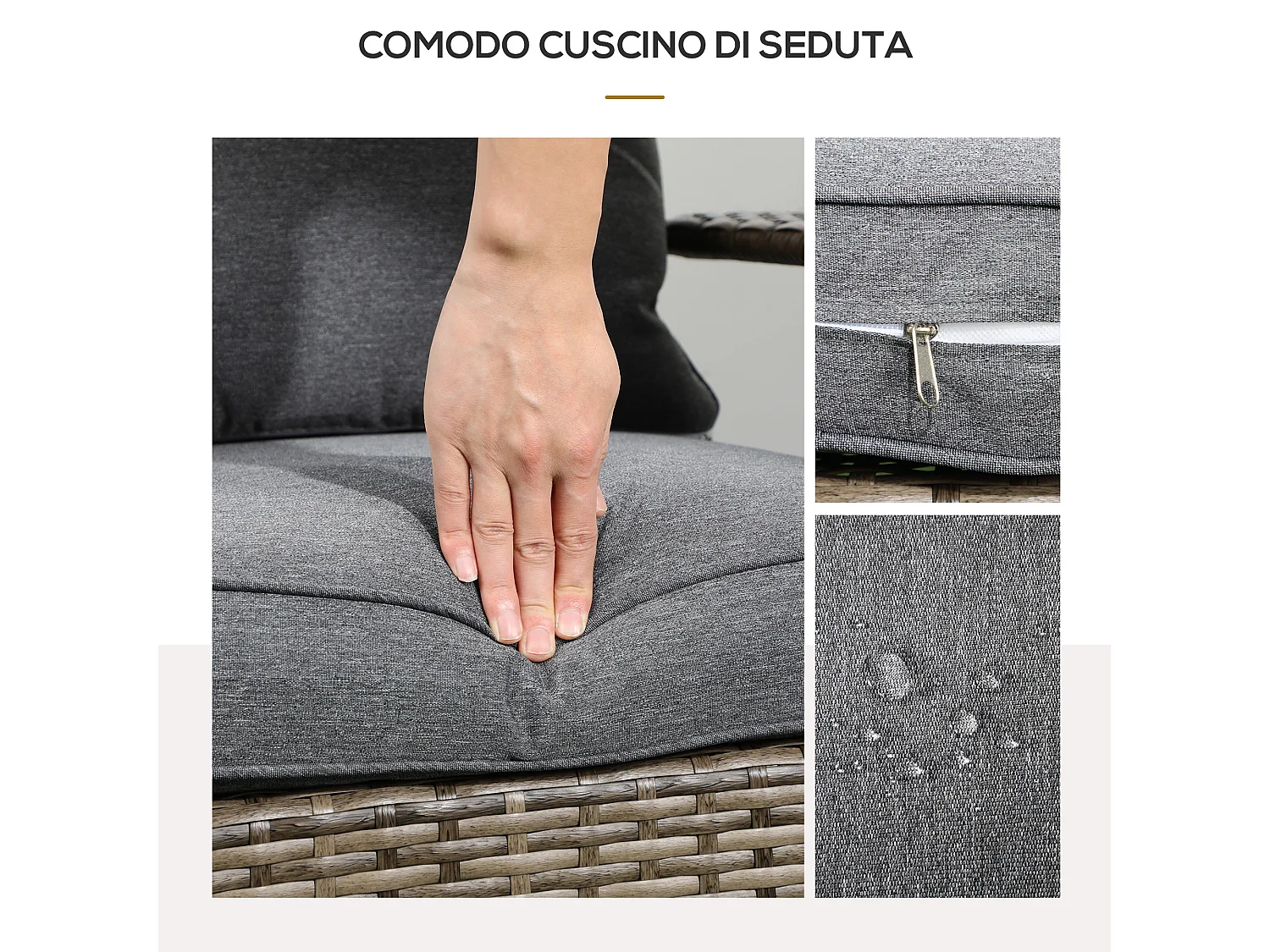 Sedia da giardino adironrack con braccioli cuscini in rattan