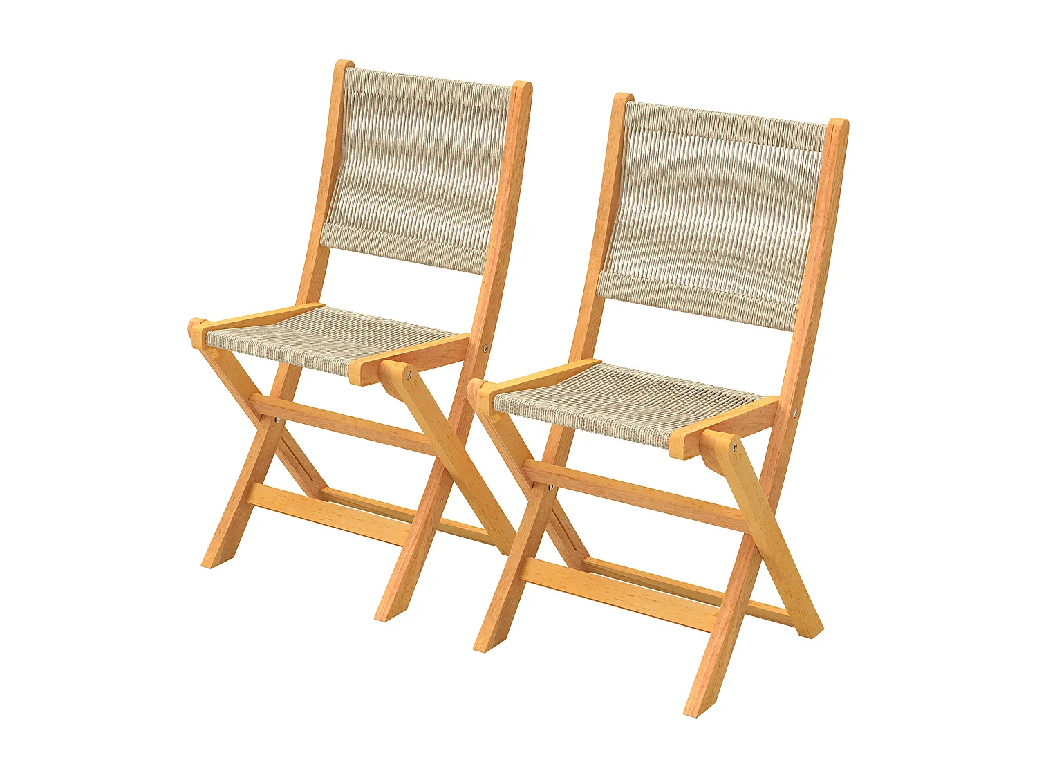 Set di 2 sedie da giardino pieghevoli in rattan beige