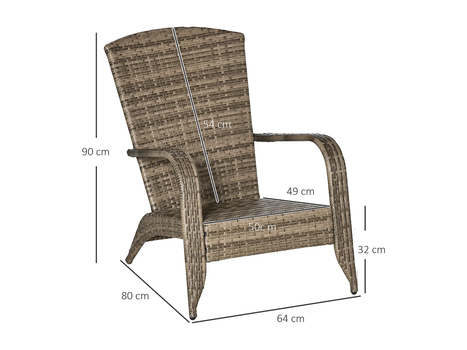 Sedia da giardino adironrack in rattan e acciaio marrone blu