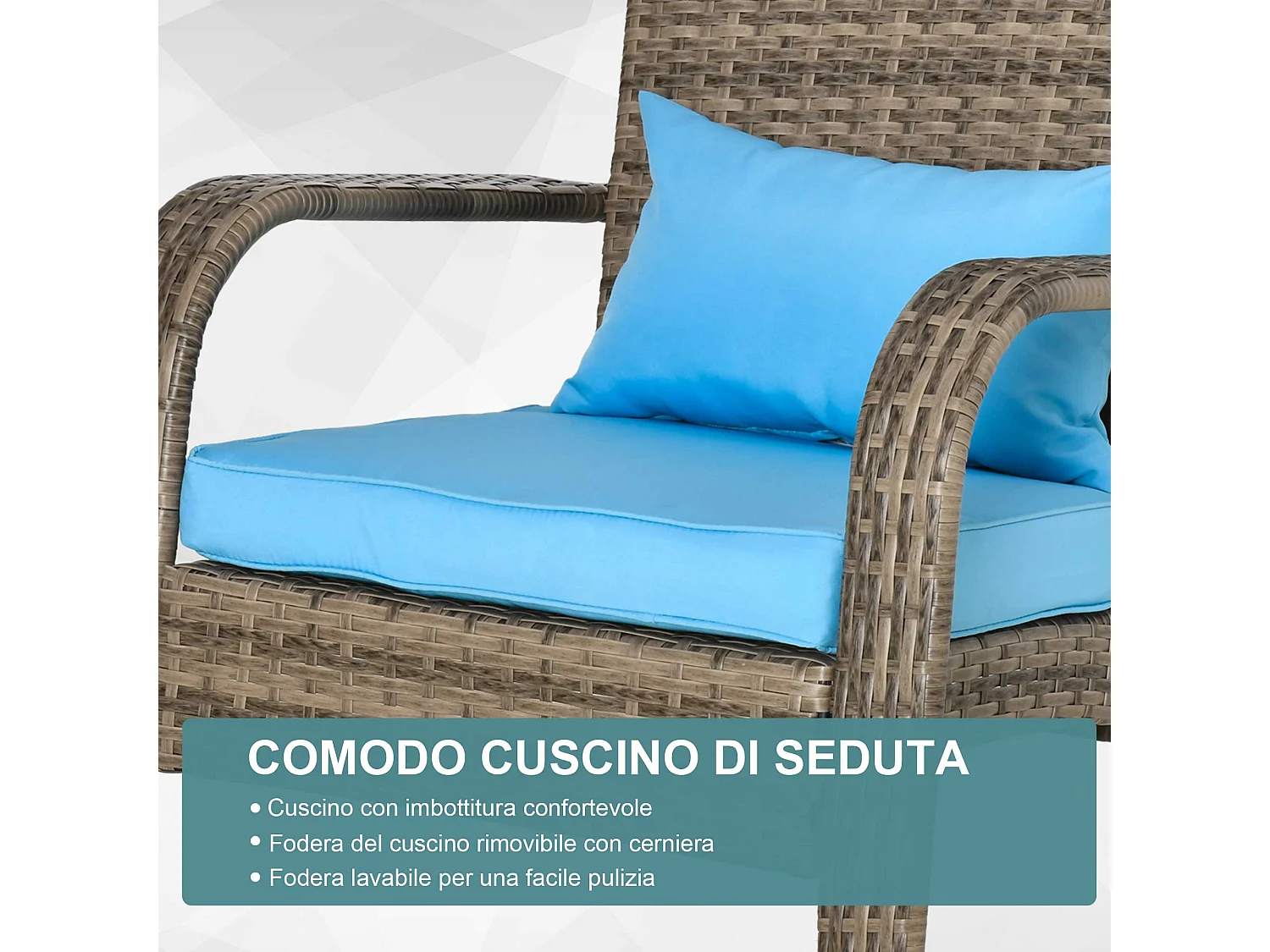 Sedia da giardino adironrack in rattan e acciaio marrone blu