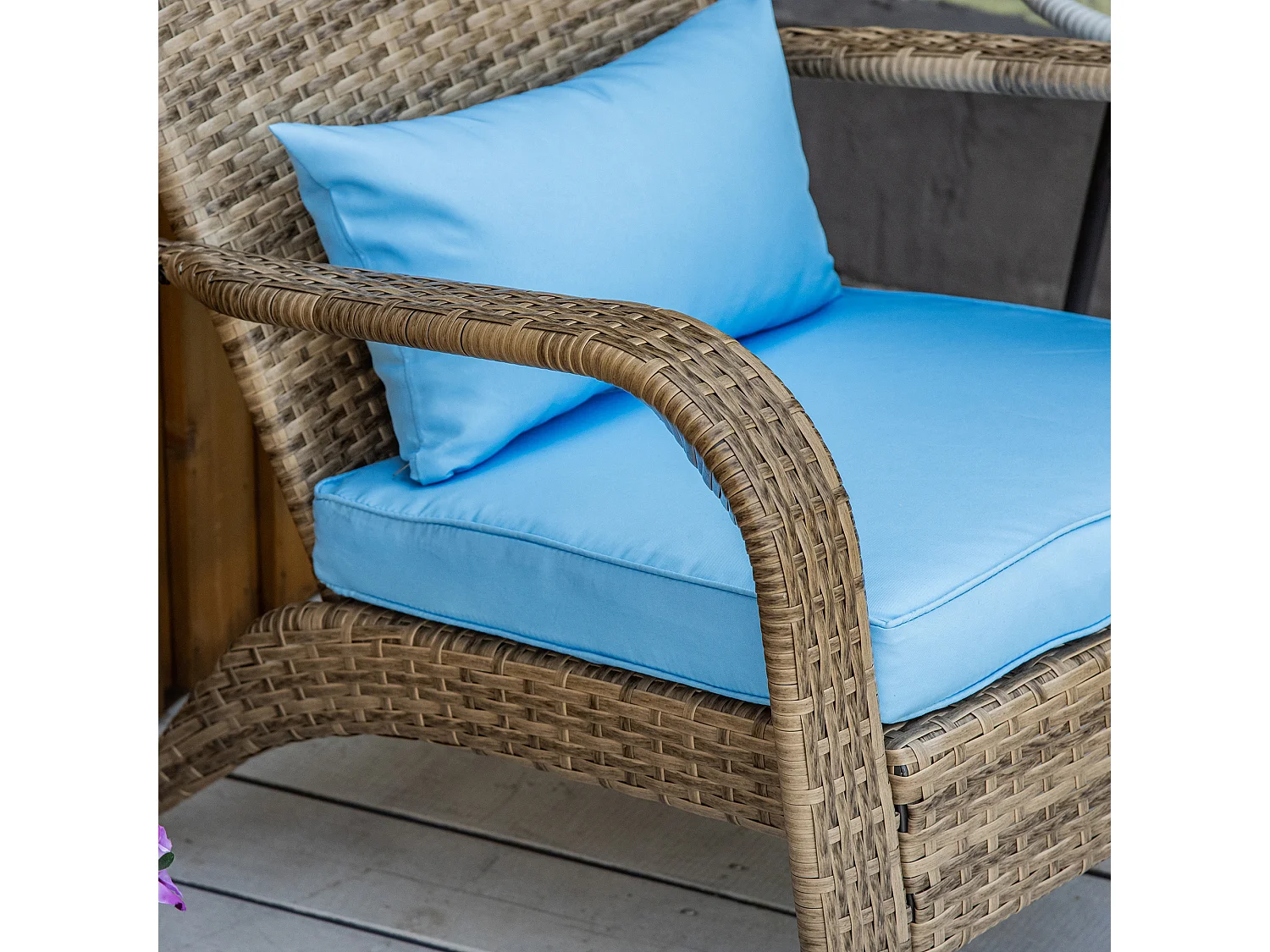 Sedia da giardino adironrack in rattan e acciaio marrone blu