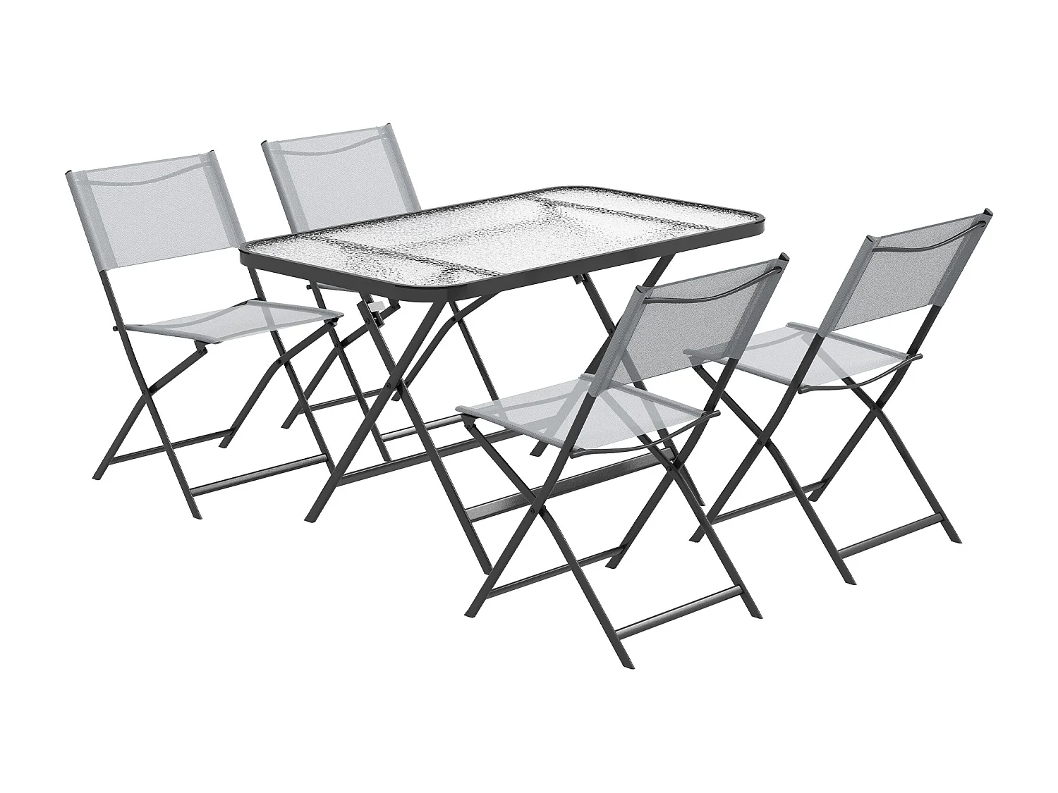 Set tavolo e sedie da giardino 5pz grigio