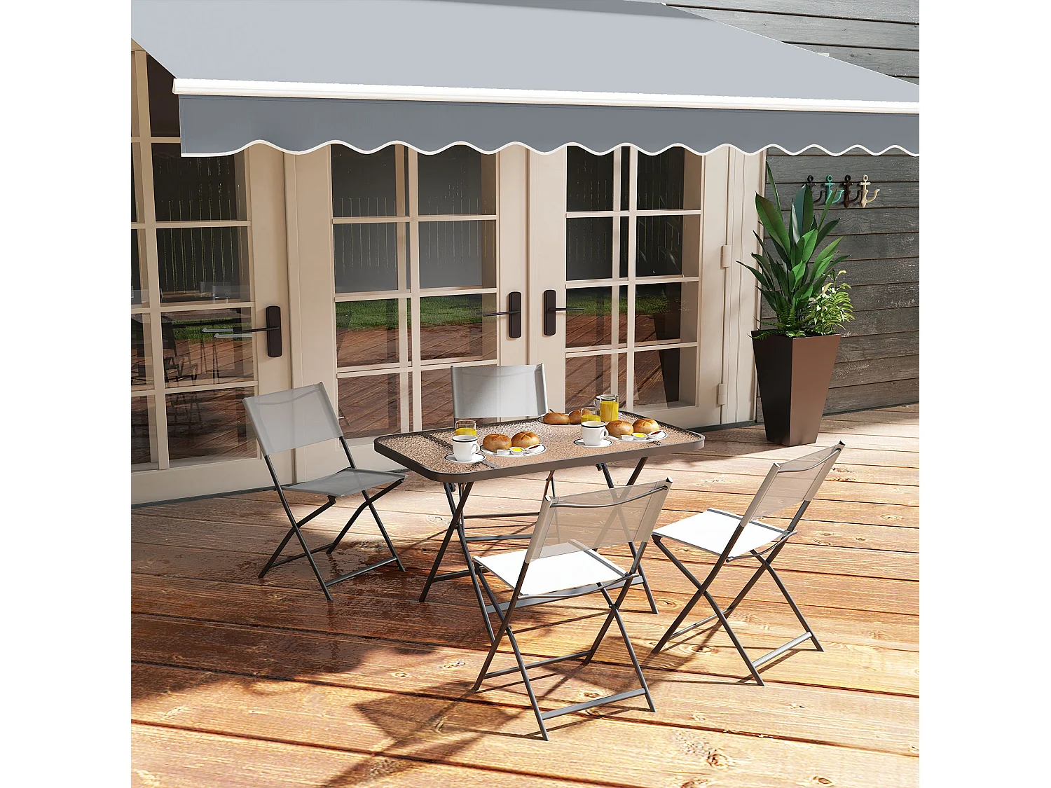 Set tavolo e sedie da giardino 5pz grigio