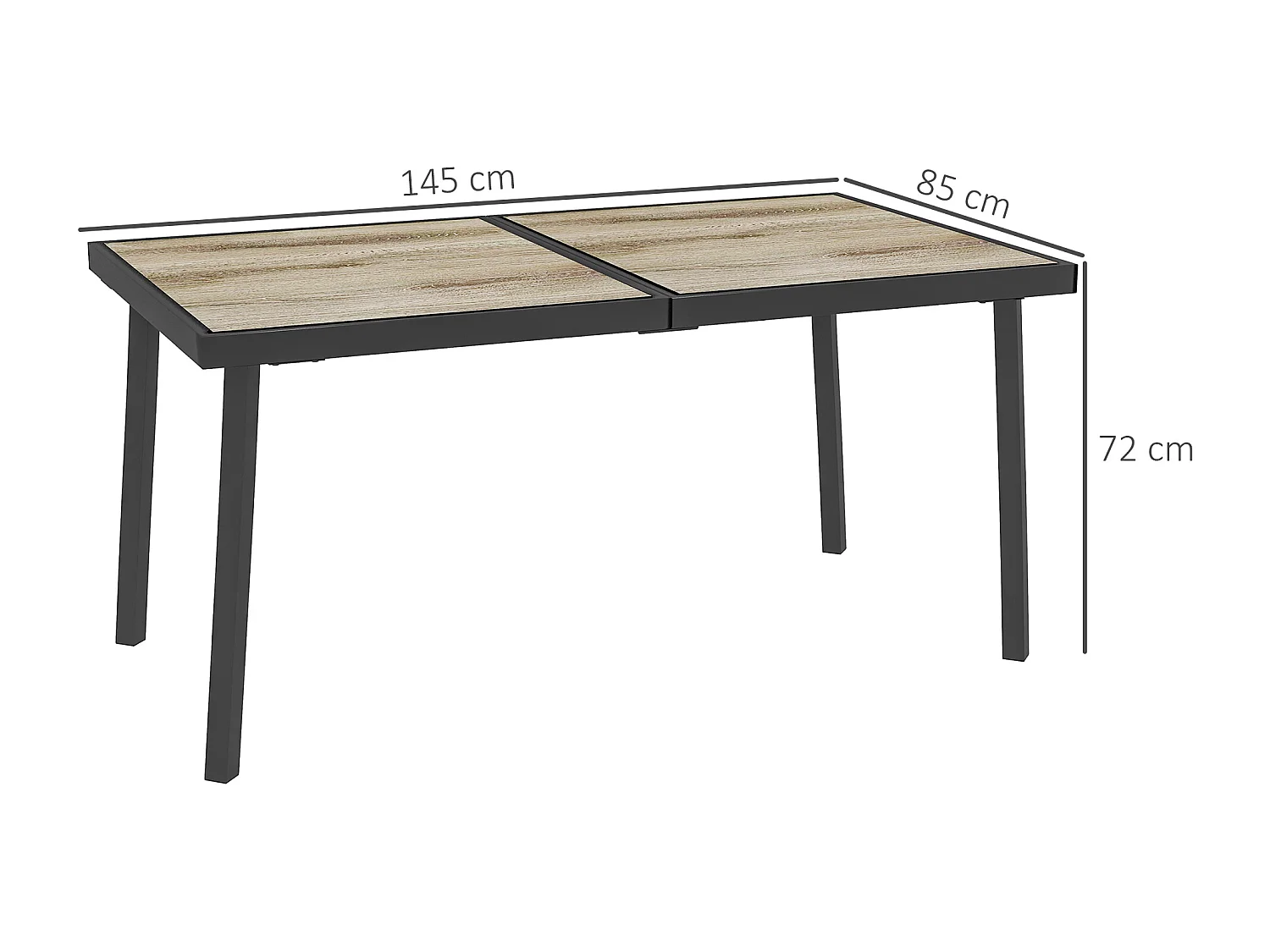 Tavolo da giardino rettangolare per 6 persone 145x85x72 cm grigio