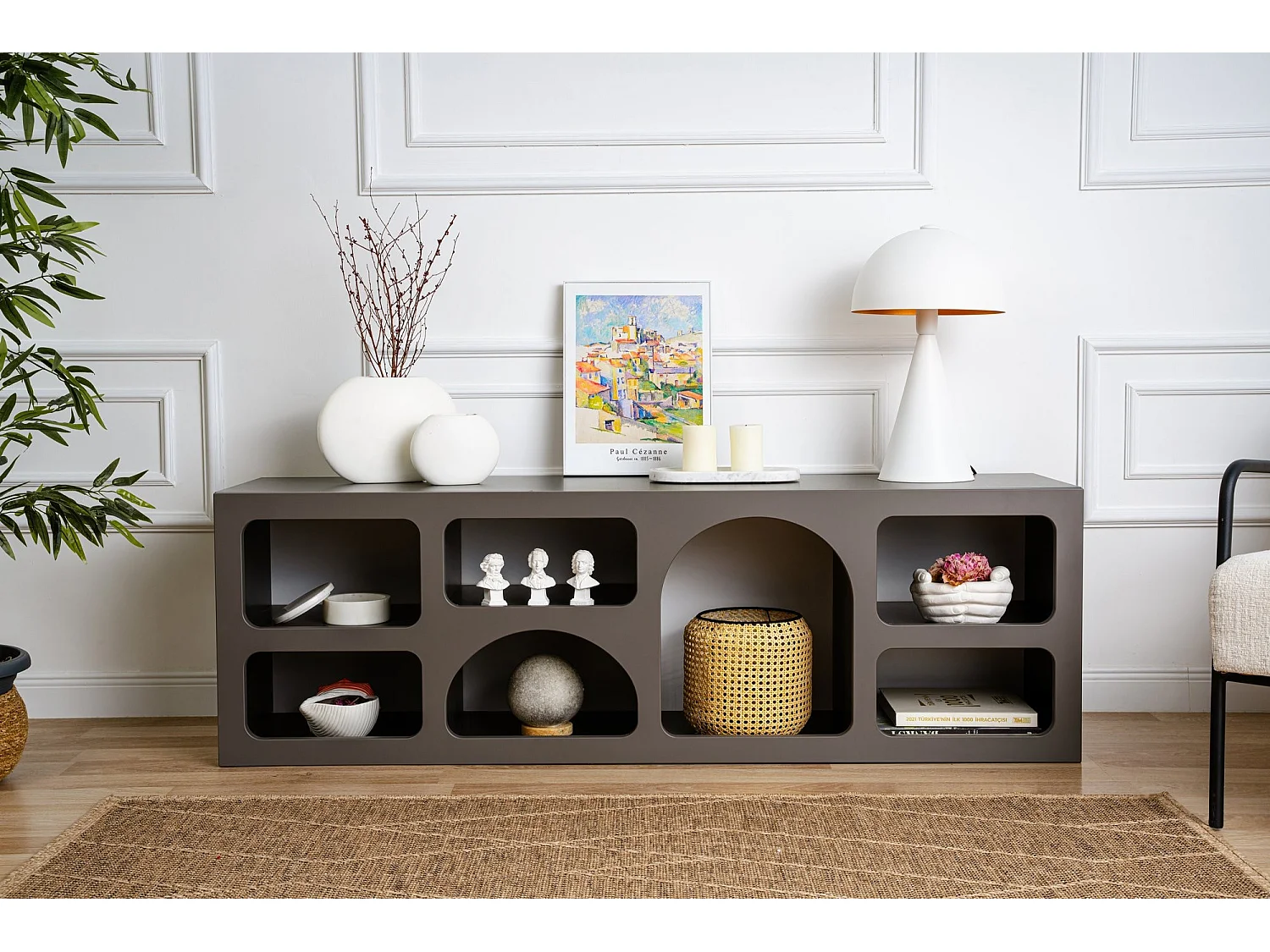 Buffet en bois "Ferlis" - 160 x 40 x 51 cm - Gris anthracite
