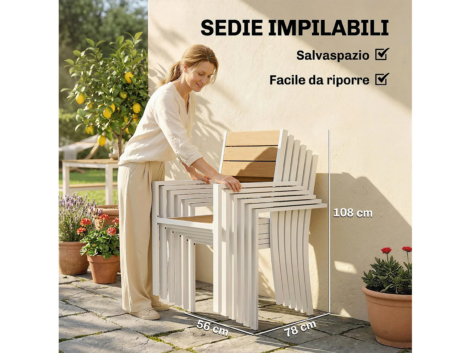 Set da pranzo per esterni 7 pezzi alluminio teak