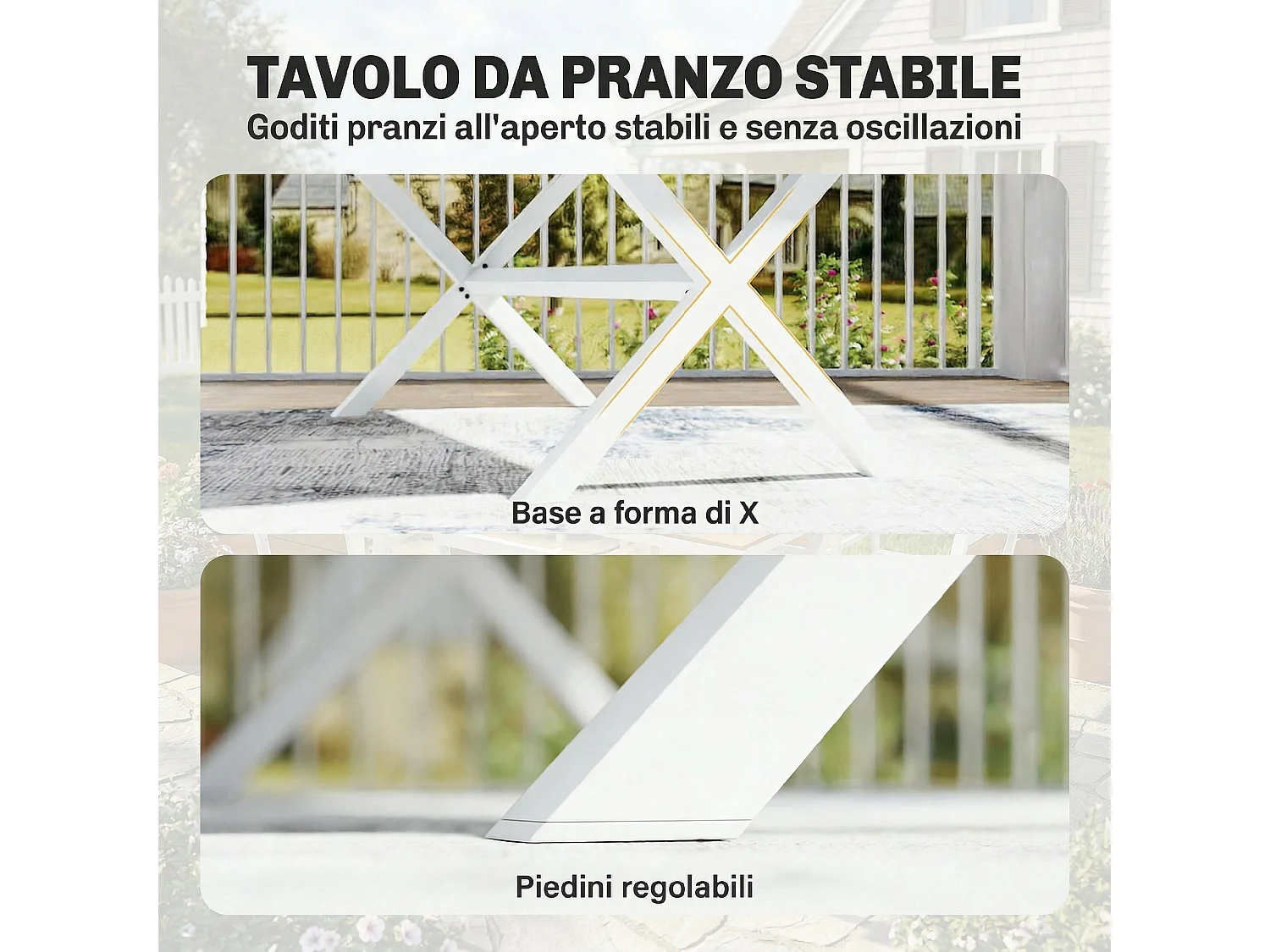 Set da pranzo per esterni 7 pezzi alluminio teak