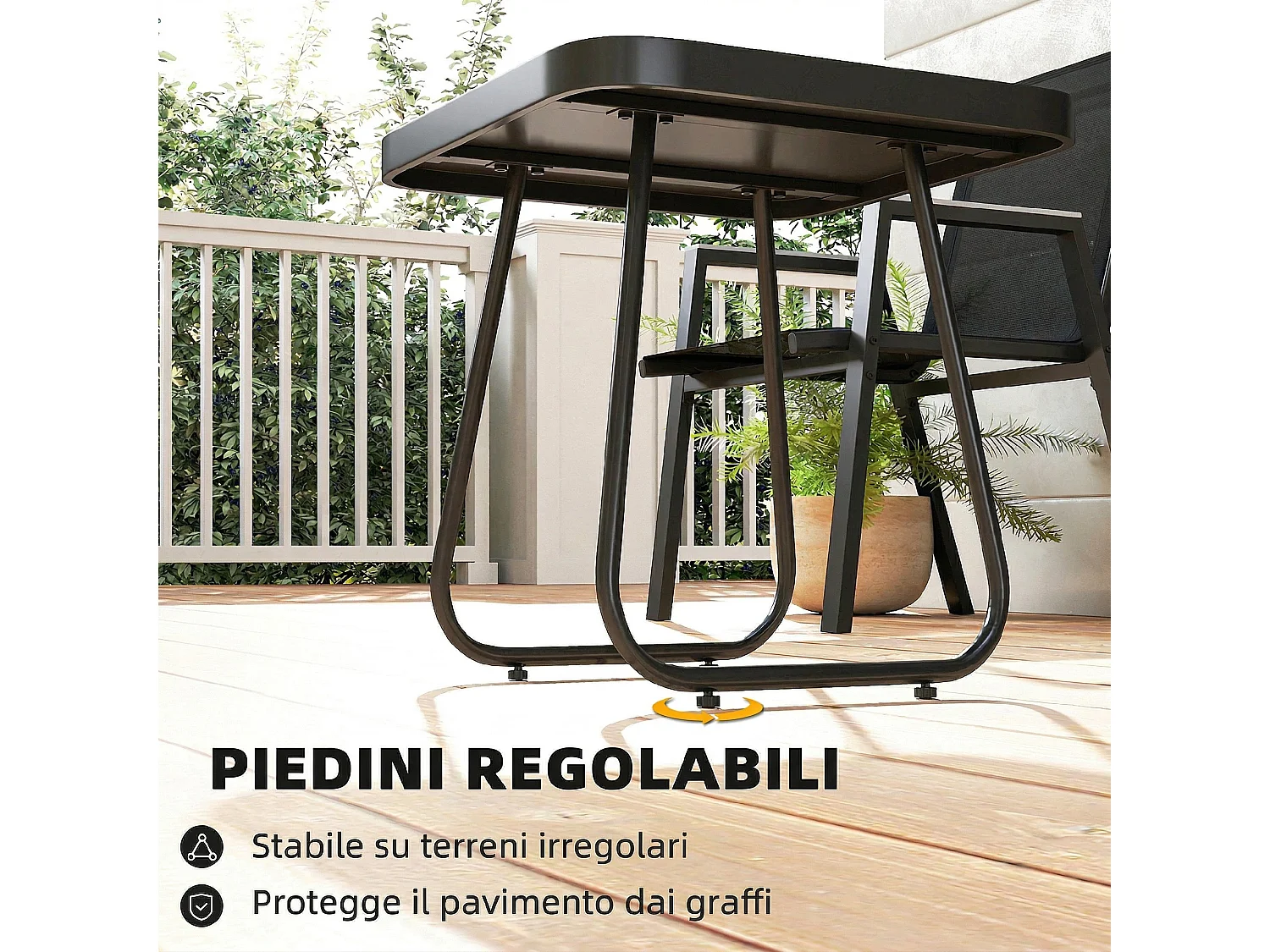 Set bistrò da esterni 3 pezzi in rete nero