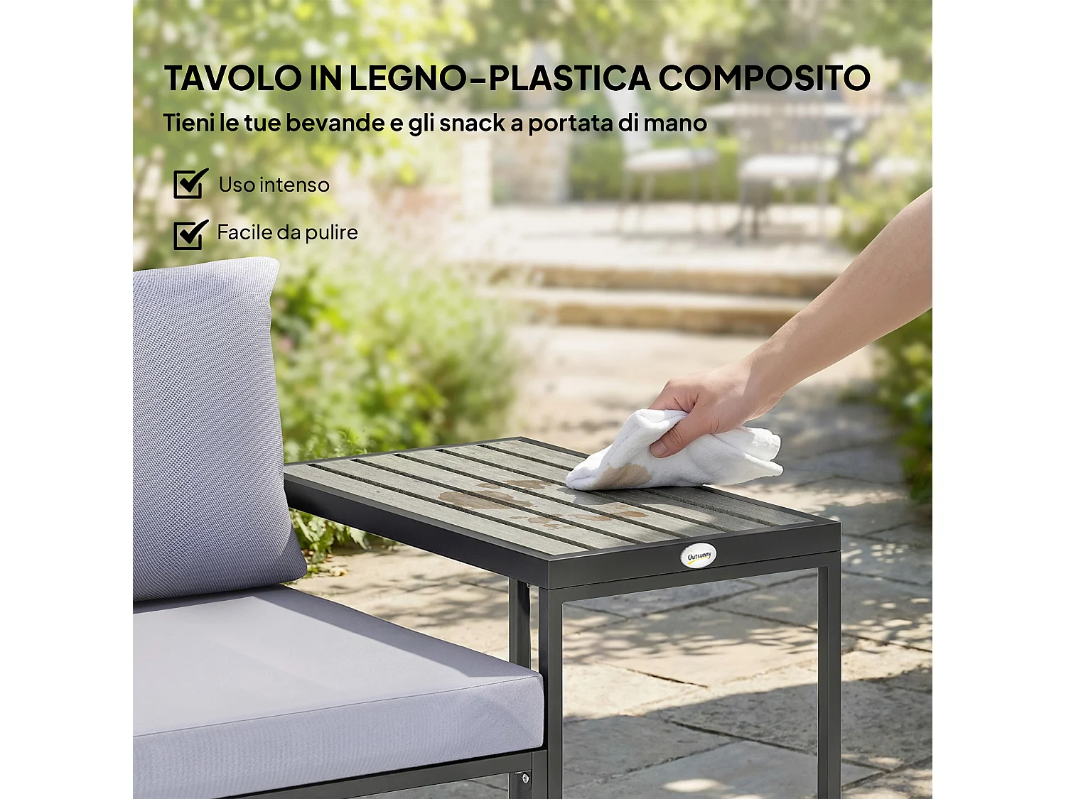 Set da esterno 3pz con tavolo da giardino 2 sedie grigio