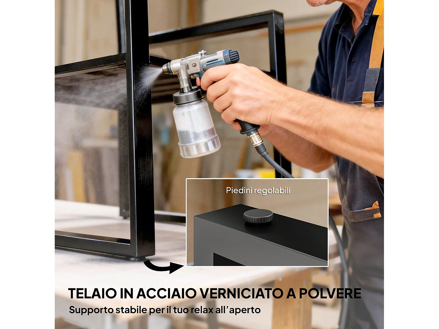 Set da esterno 3pz con tavolo da giardino 2 sedie grigio