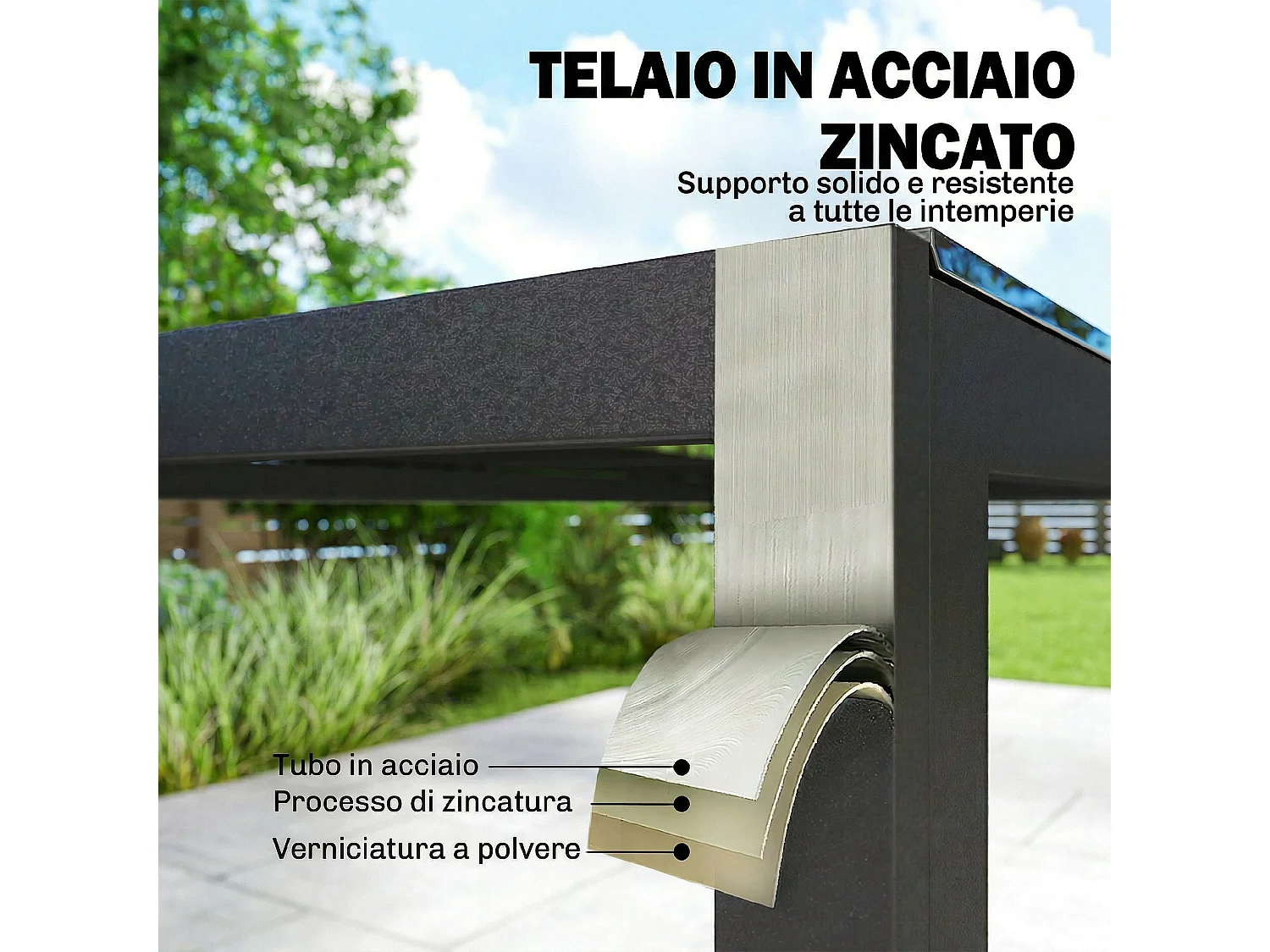 Set da pranzo da giardino 7 pezzi in vetro temperato nero