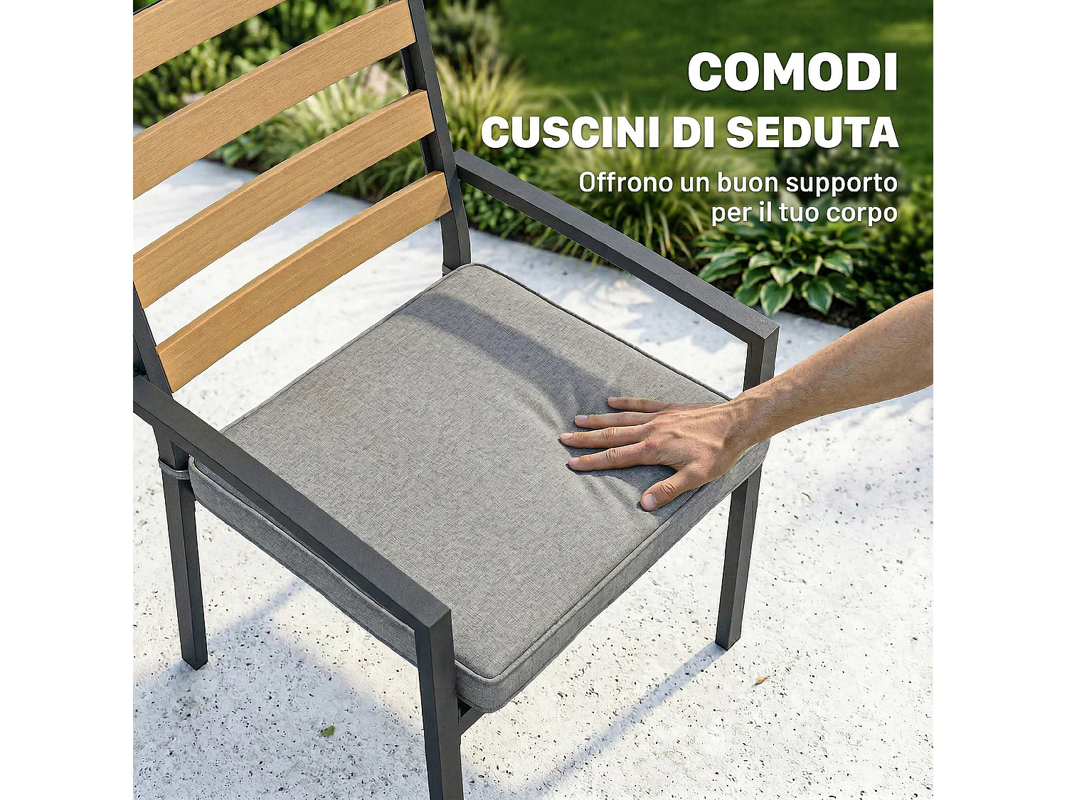 Set da pranzo da giardino 7 pezzi in vetro temperato nero
