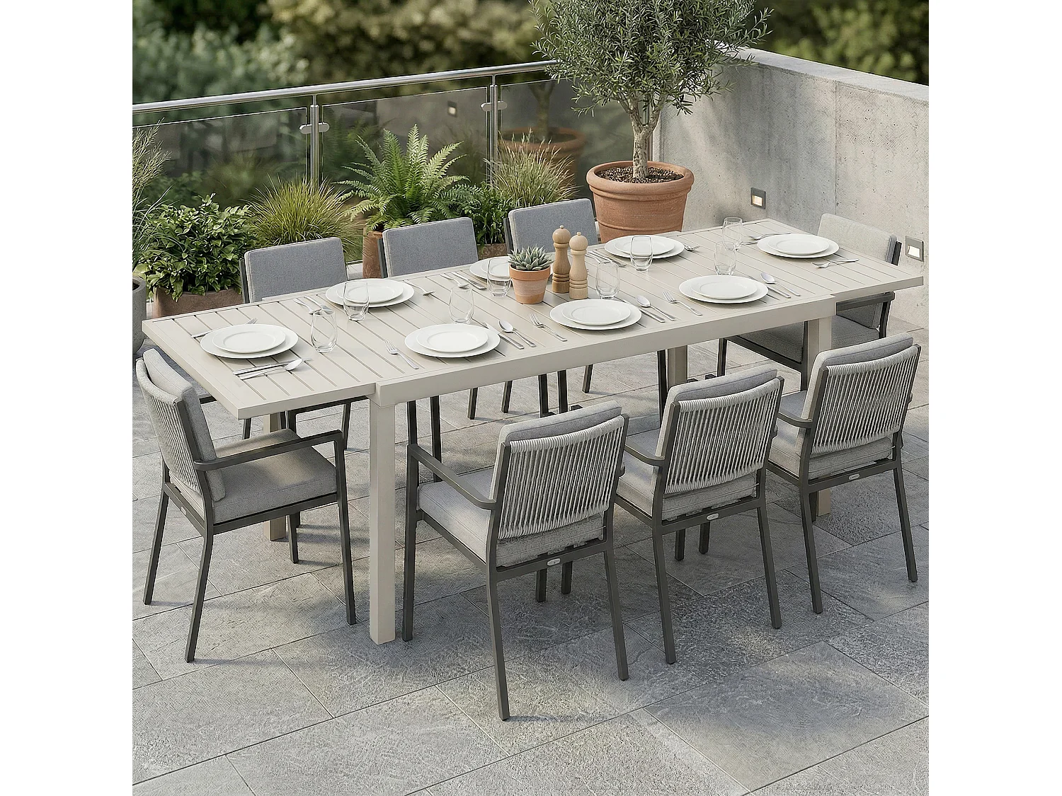 Tavolo da giardino allungabile in alluminio bianco