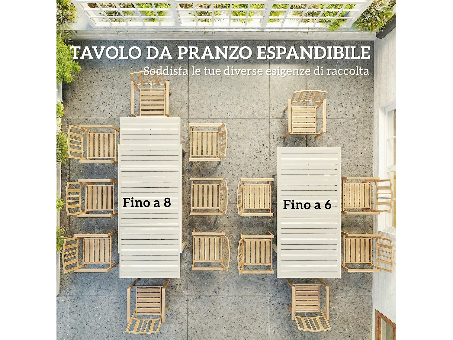 Tavolo da giardino allungabile in alluminio bianco