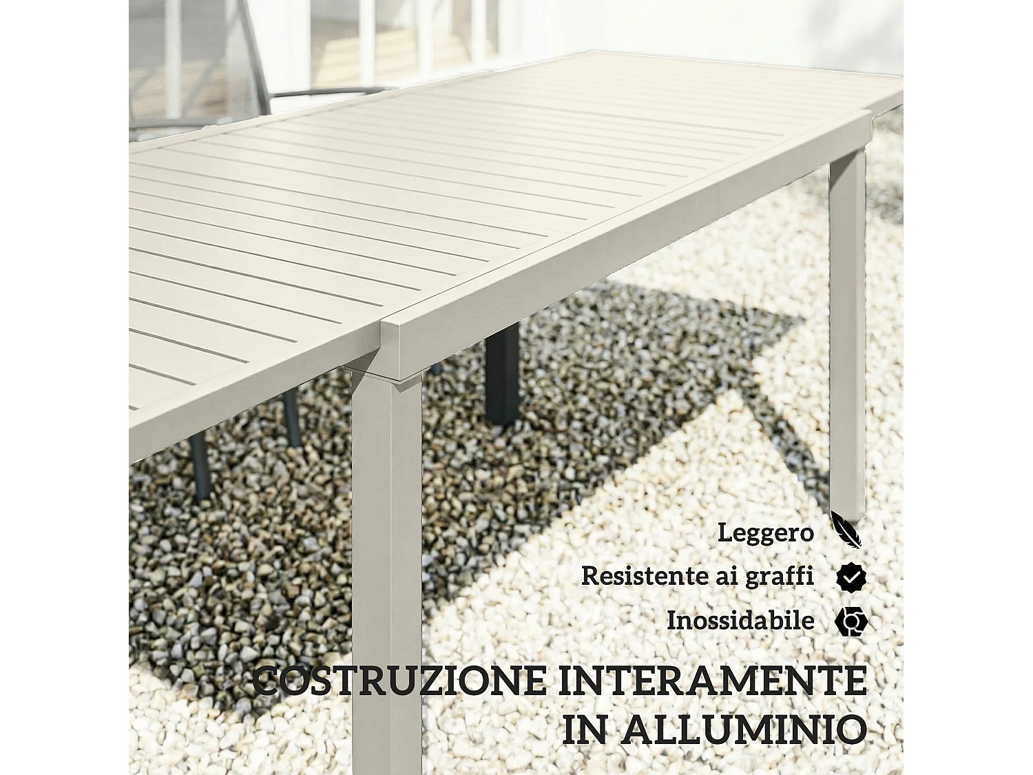 Tavolo da giardino allungabile in alluminio bianco