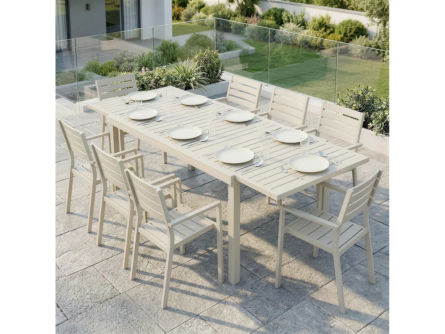 Tavolo da giardino allungabile in alluminio bianco
