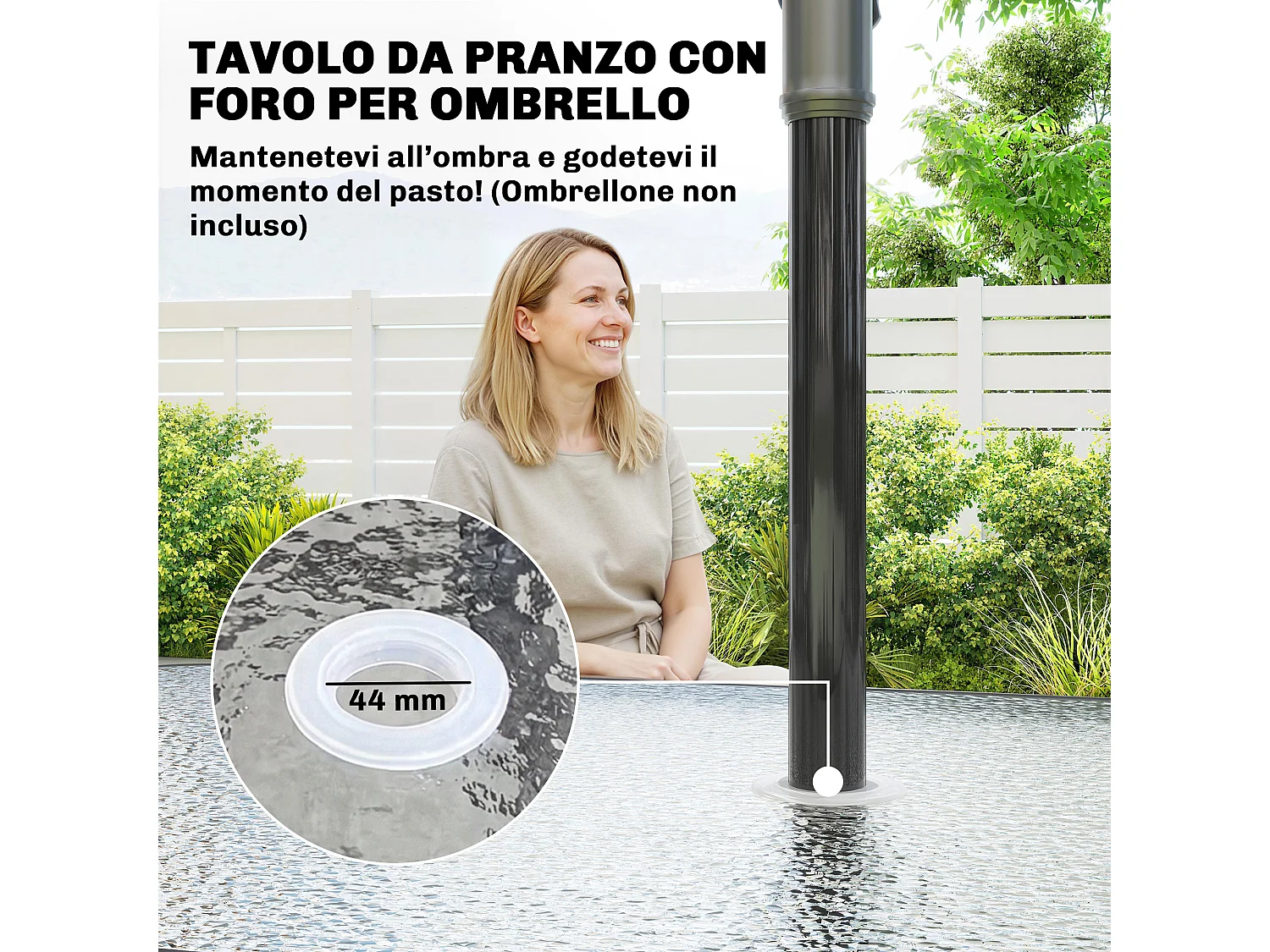 Set da giardino 5pz con 4 sedie e tavolo grigio chiaro