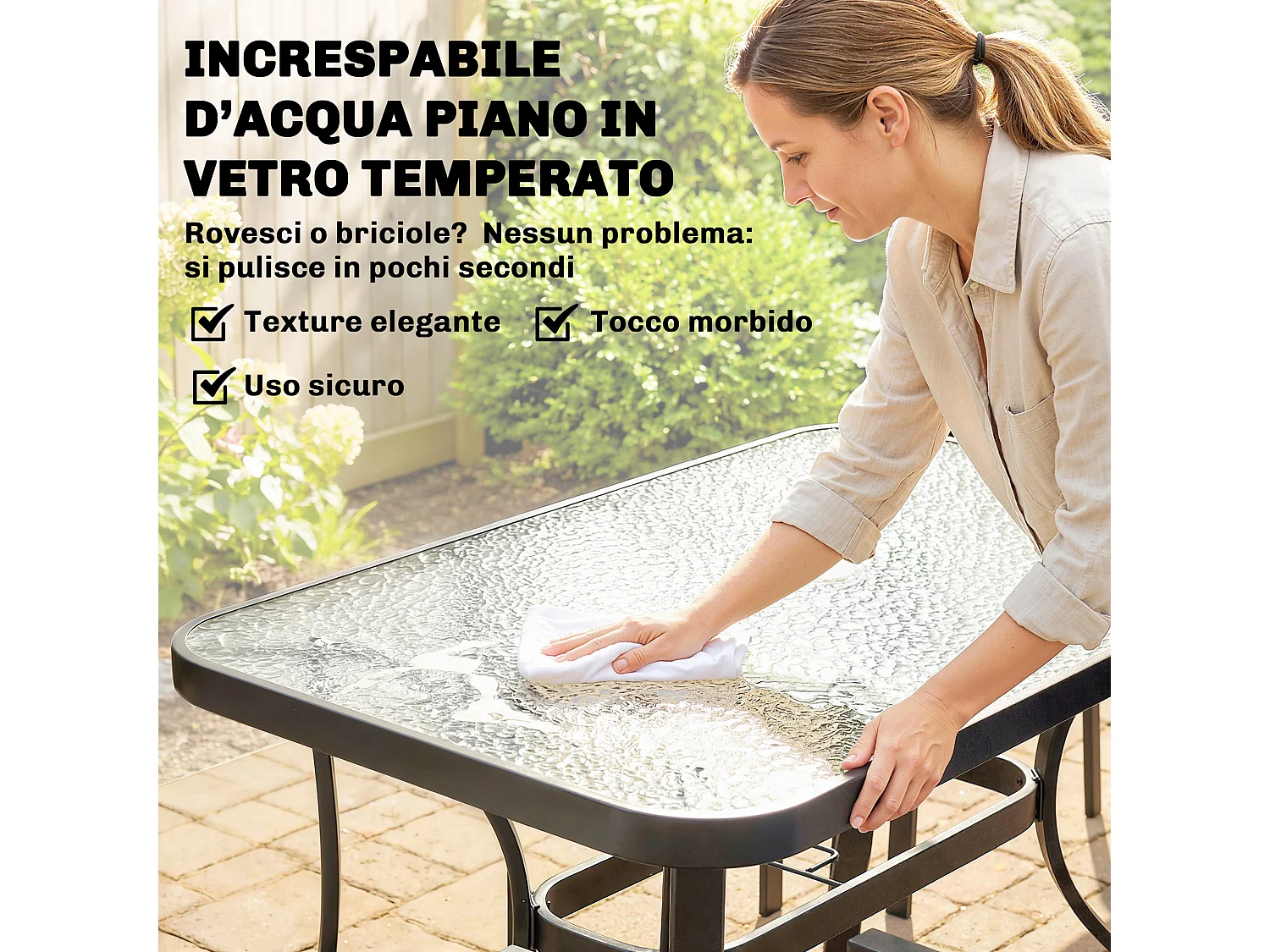 Set da giardino 5pz con 4 sedie e tavolo grigio chiaro