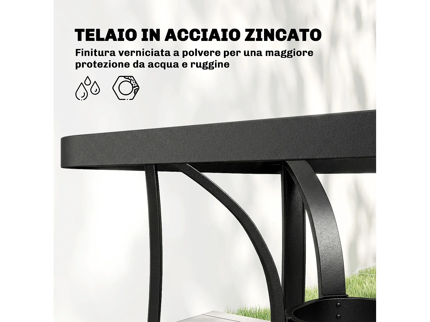 Set da giardino 5pz con 4 sedie e tavolo grigio chiaro