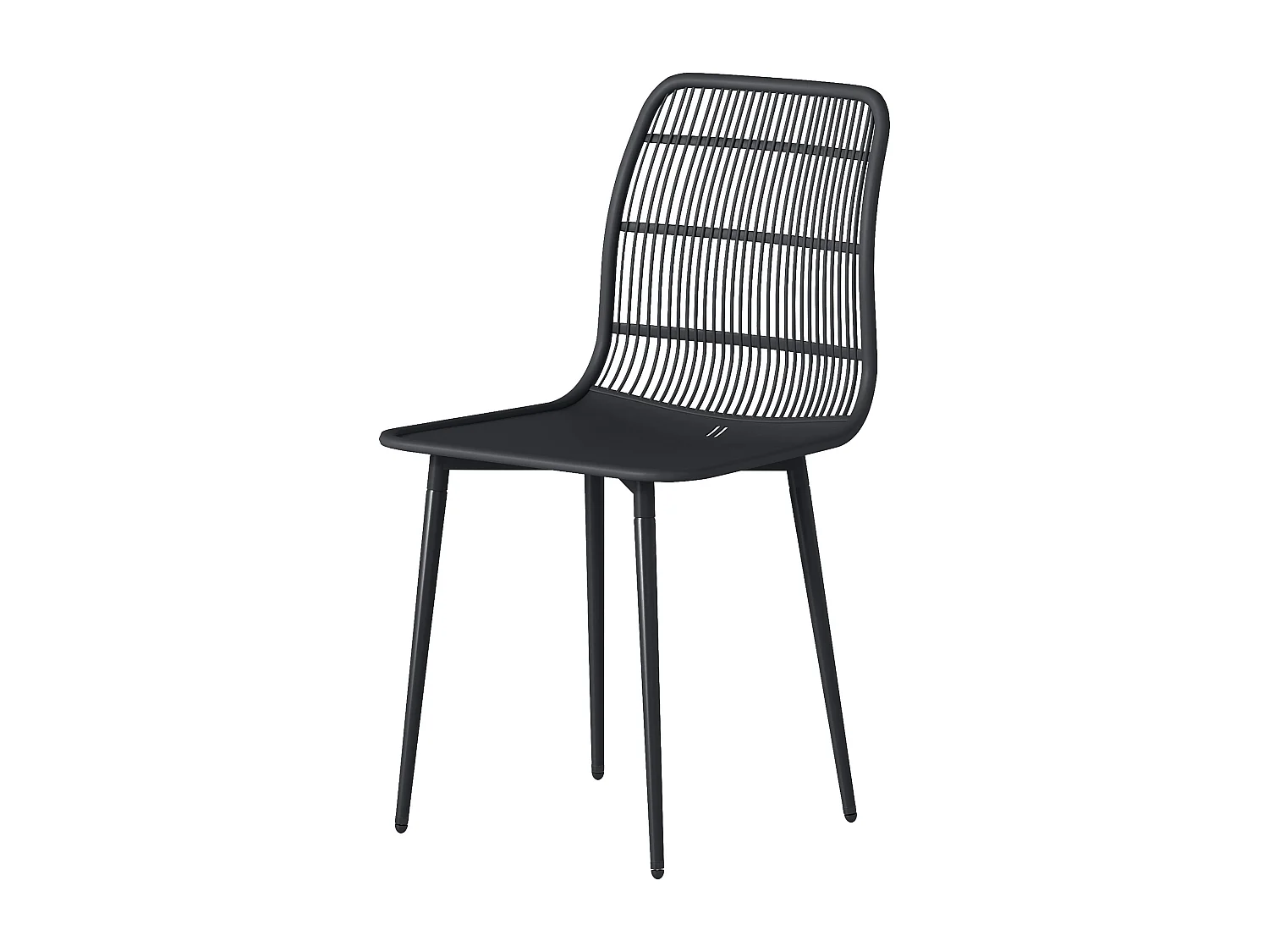 Sedie da giardino set da 4 schienale fessurato nero