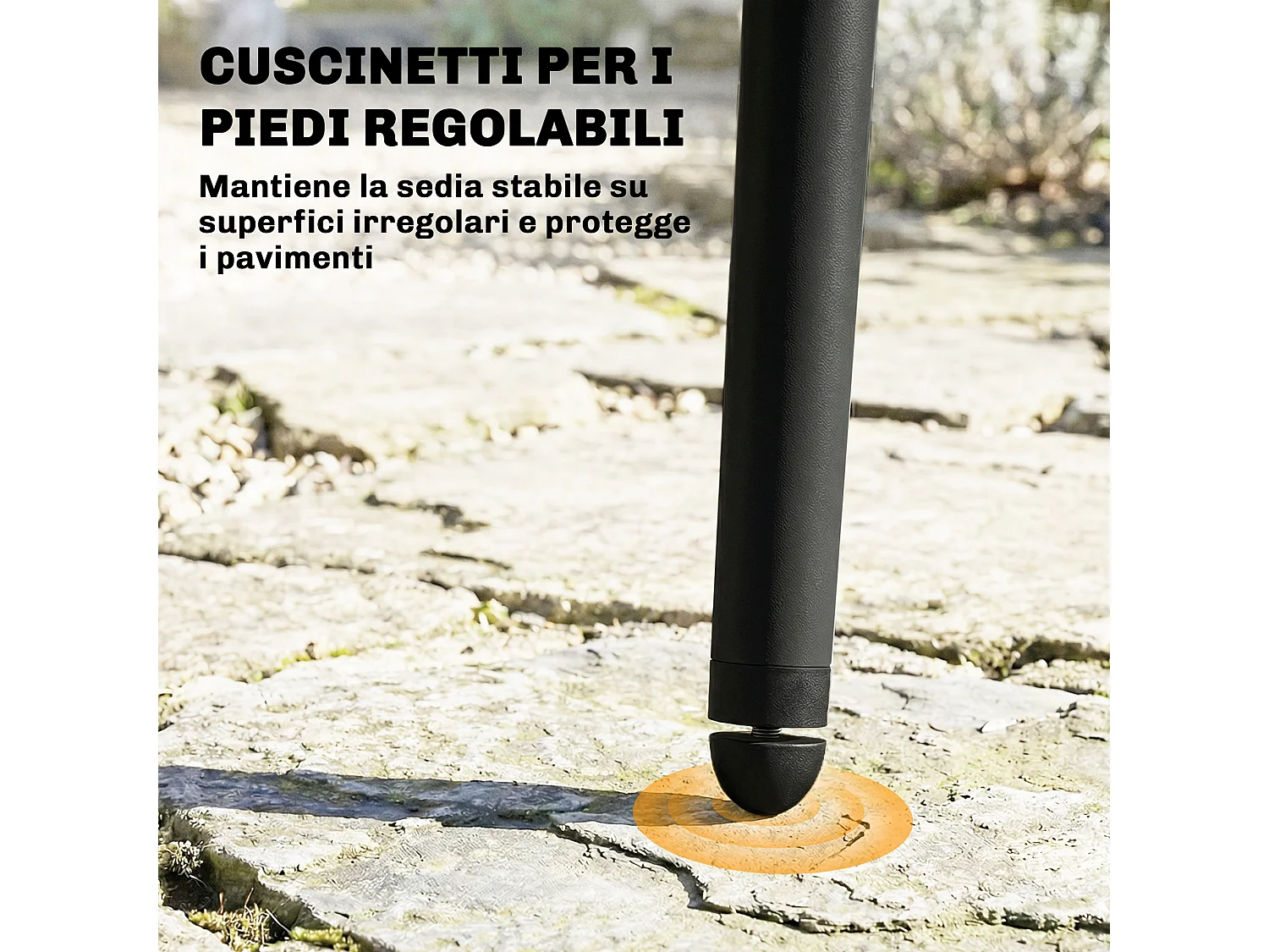 Sedie da giardino set da 4 schienale fessurato nero
