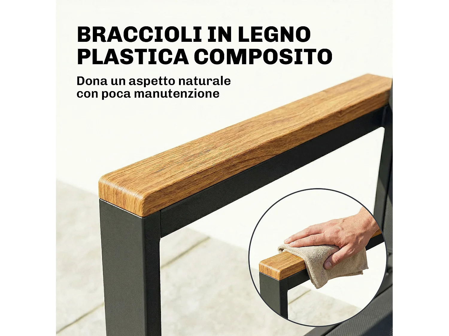 Set 2 sedie esterno impilabili metallo grigio scuro