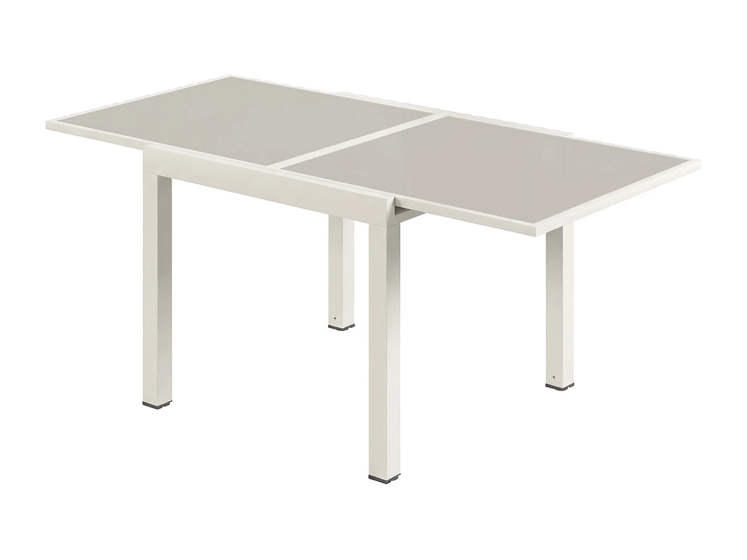 Tavolo da giardino estensibile in alluminio e vetro bianco crema