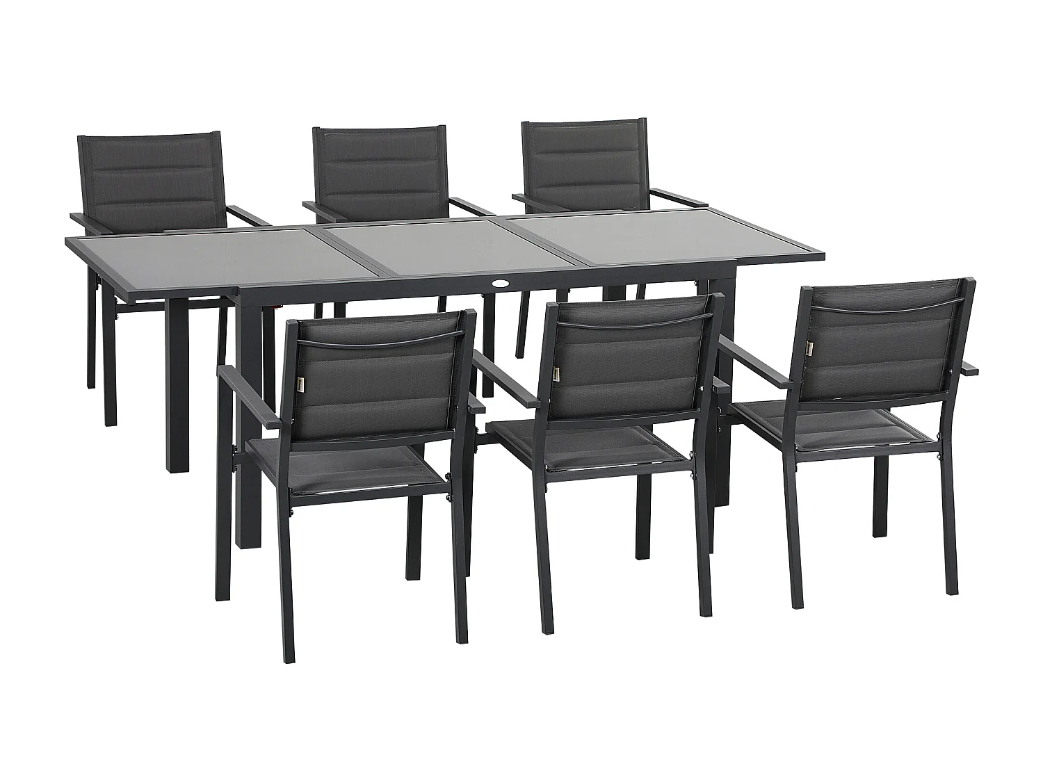 Set 7pz tavolo rettangolare e 6 sedie da esterno in alluminio