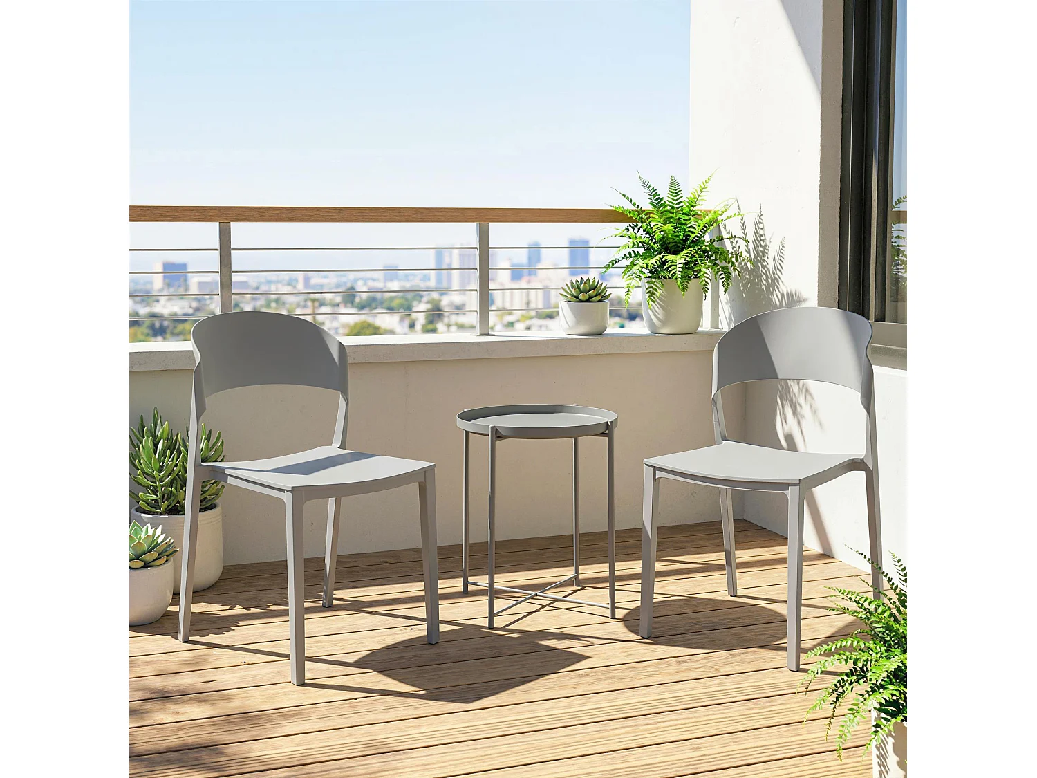 Sedie da giardino impilabili in pp grigio chiaro